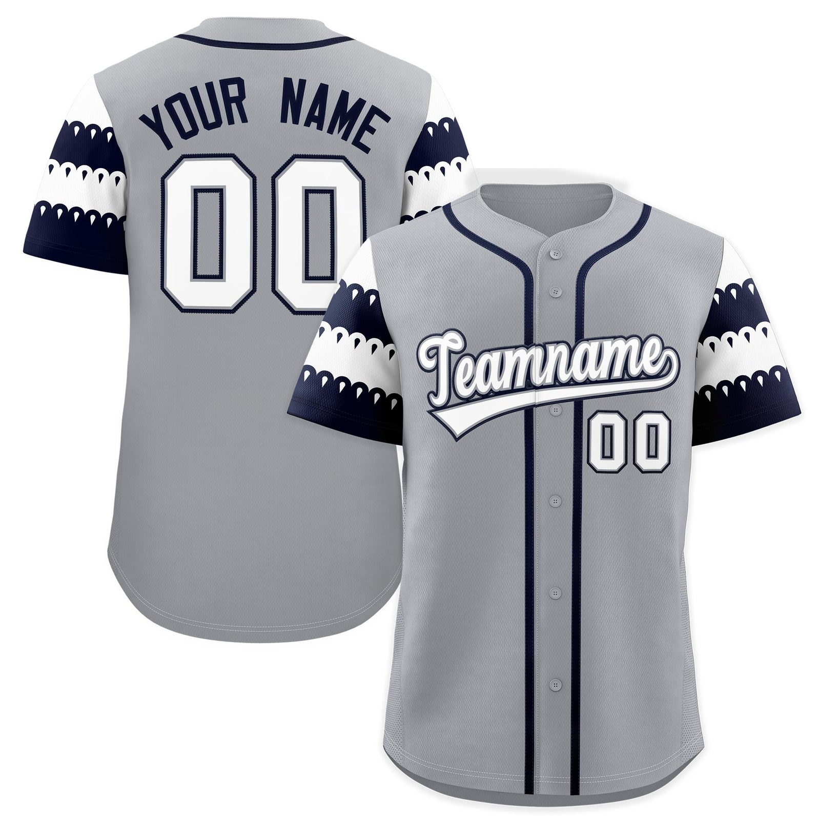 Custom Gray Navy White Sleeve Flag Lace Baseball Jersey | Sublimation Printed & Embroidery,Add Name and Numbern,Perfect for Teams | KXKSHOP