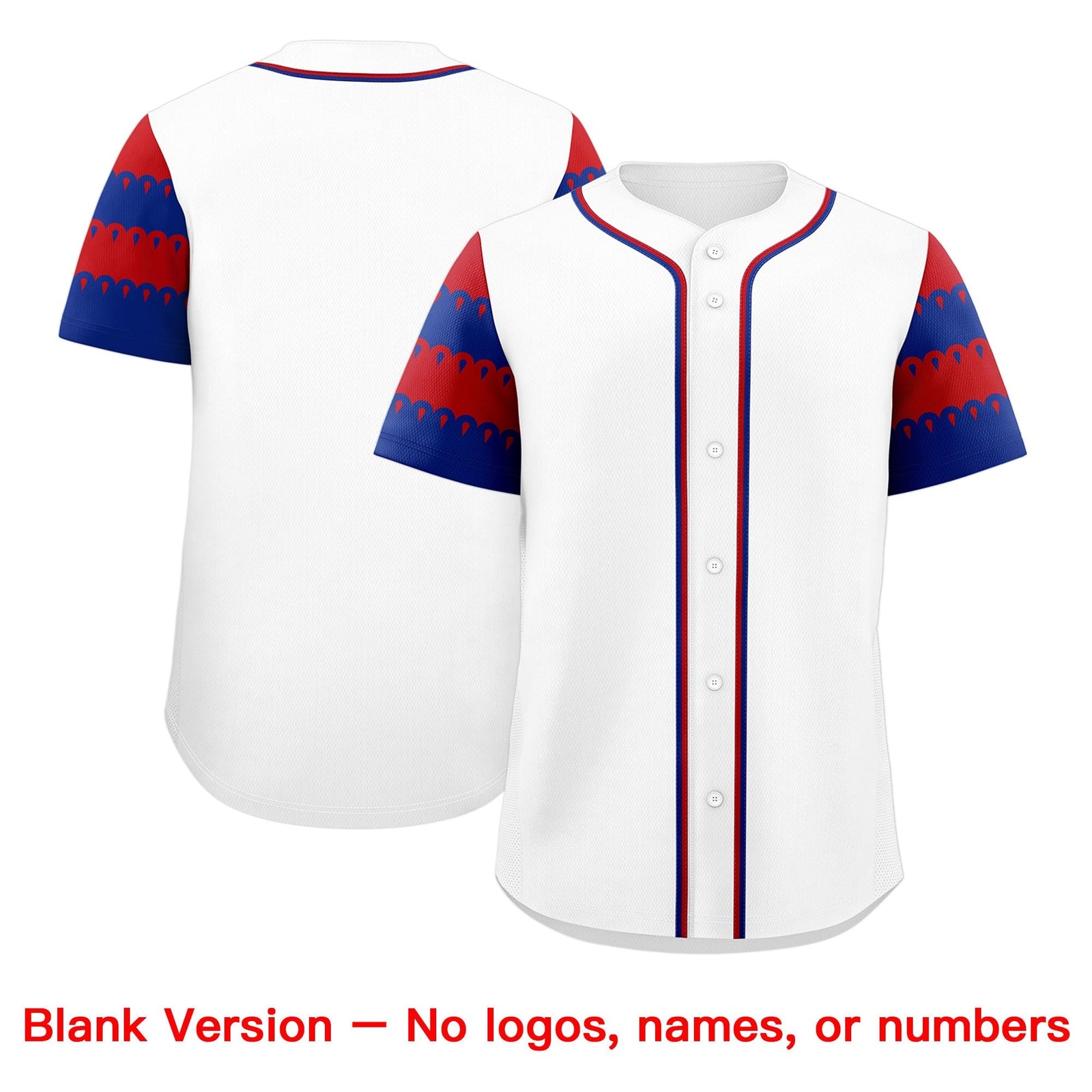 Custom White Royal Red Sleeve Flag Lace Baseball Jersey | Sublimation Printed & Embroidery,Add Name and Numbern,Perfect for Teams | KXKSHOP