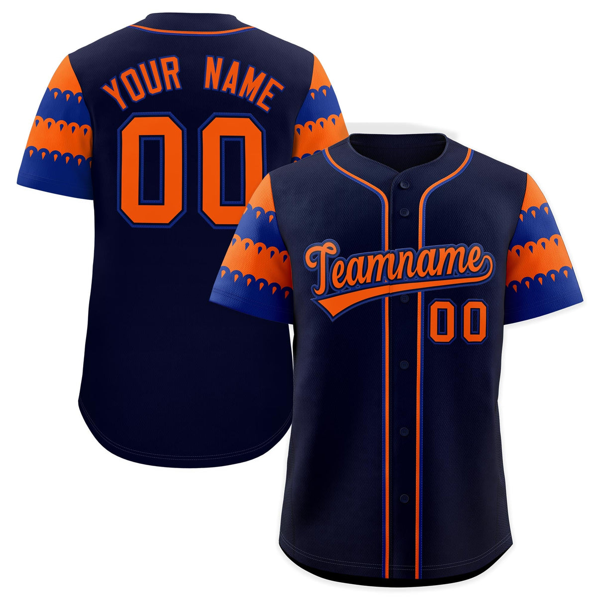 Custom Navy Orange Royal Sleeve Flag Lace Baseball Jersey | Sublimation Printed &amp; Embroidery,Add Name and Numbern,Perfect for Teams | KXKSHOP