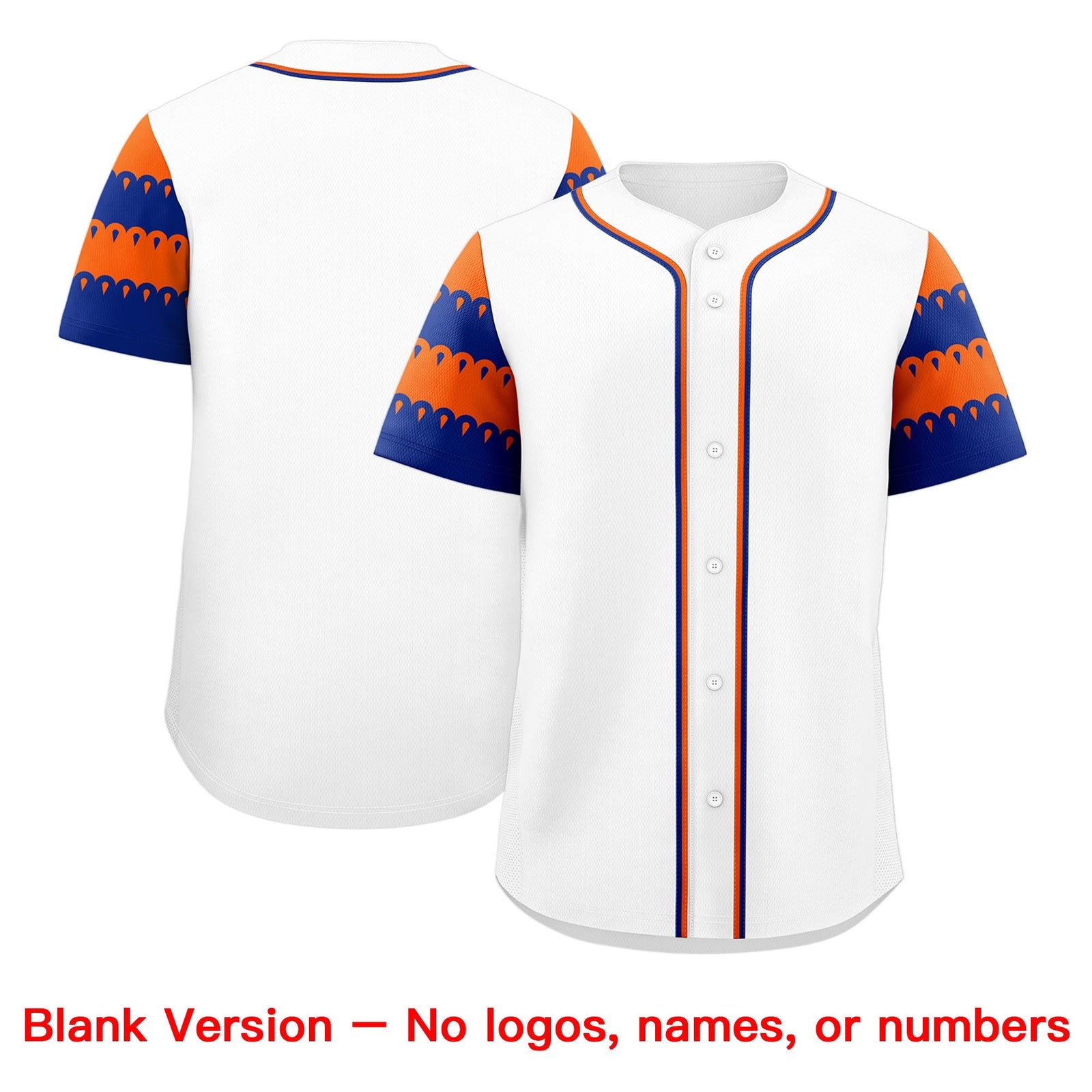 Custom White Orange Royal Sleeve Flag Lace Baseball Jersey | Sublimation Printed & Embroidery,Add Name and Numbern,Perfect for Teams | KXKSHOP