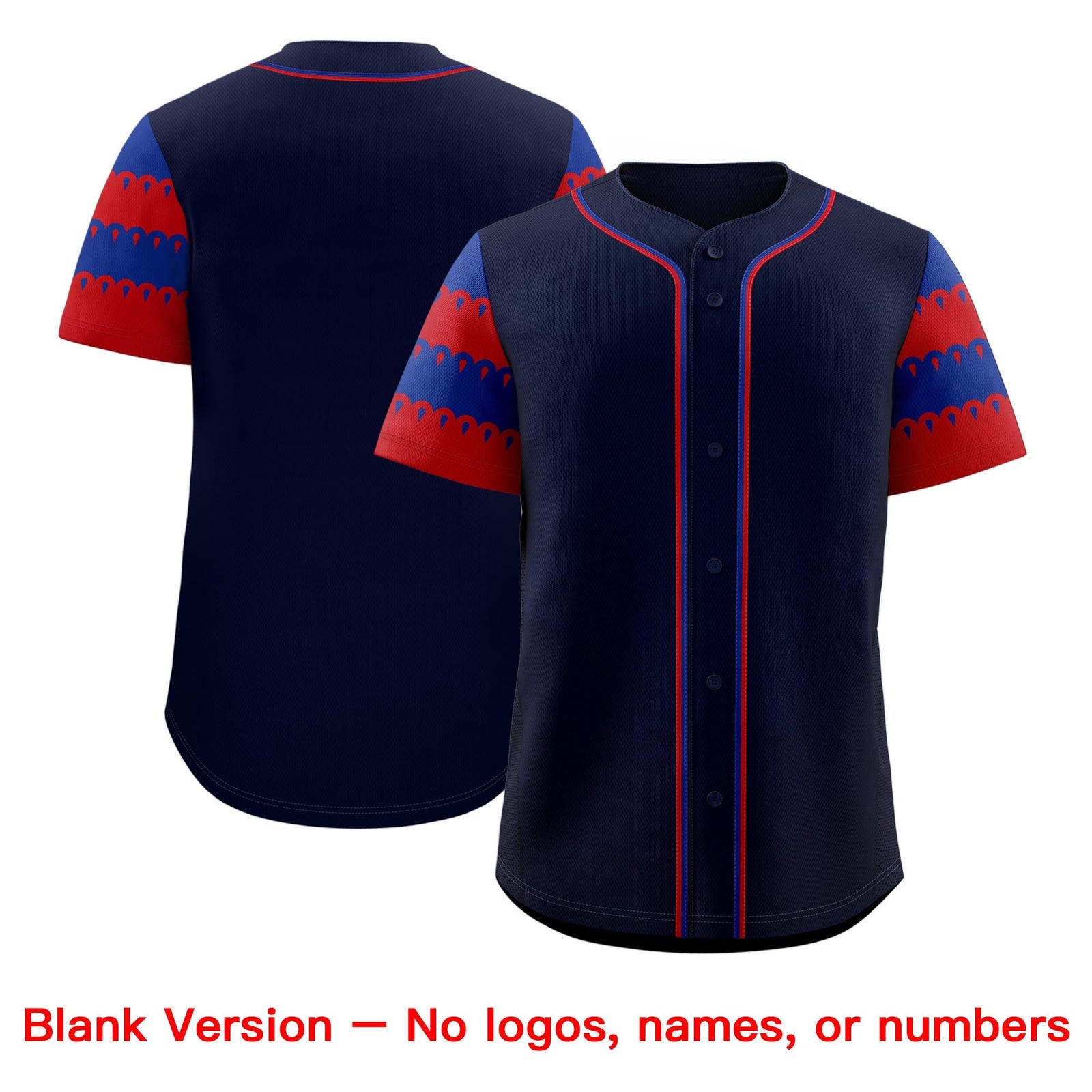 Custom Navy Red Royal Sleeve Flag Lace Baseball Jersey | Sublimation Printed & Embroidery,Add Name and Numbern,Perfect for Teams | KXKSHOP