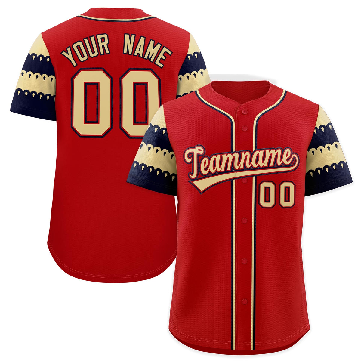 Custom Red Khaki Black Sleeve Flag Lace Baseball Jersey | Sublimation Printed &amp; Embroidery,Add Name and Numbern,Perfect for Teams | KXKSHOP