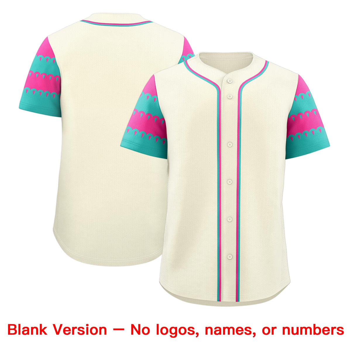 Custom Cream Pink Aqua Sleeve Flag Lace Baseball Jersey | Sublimation Printed &amp; Embroidery,Add Name and Numbern,Perfect for Teams | KXKSHOP