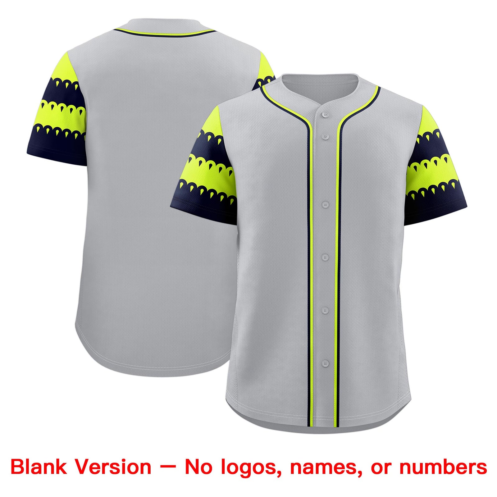Custom Gray Navy Fluorescent Green Sleeve Flag Lace Baseball Jersey | Sublimation Printed & Embroidery,Add Name and Numbern,Perfect for Teams | KXKSHOP