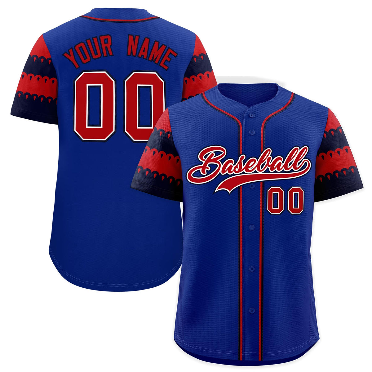 Custom Royal Red Navy Sleeve Flag Lace Baseball Jersey | Sublimation Printed &amp; Embroidery,Add Name and Numbern,Perfect for Teams | KXKSHOP