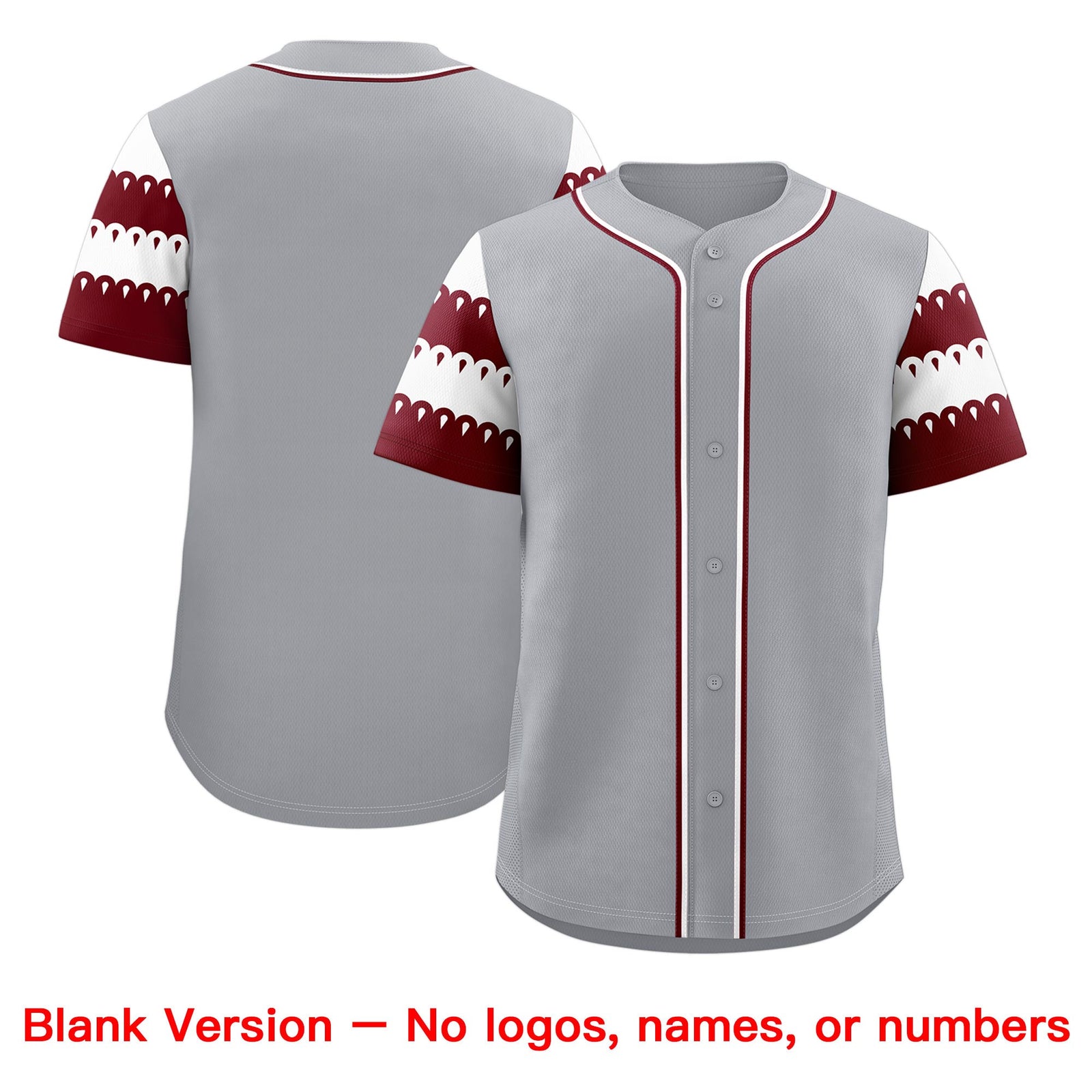 Custom Gray Maroon White Sleeve Flag Lace Baseball Jersey | Sublimation Printed & Embroidery,Add Name and Numbern,Perfect for Teams | KXKSHOP