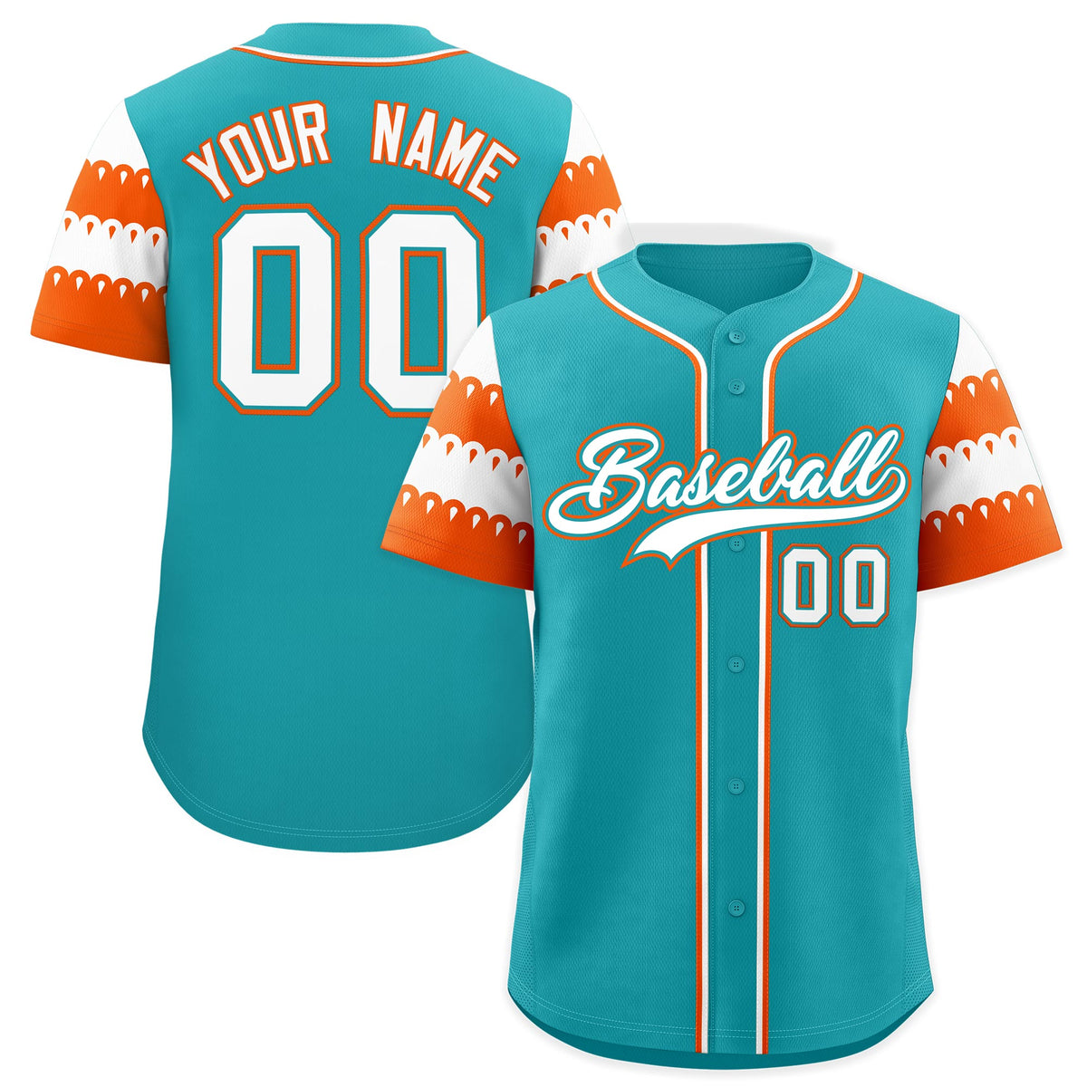 Custom Aqua Orange White Sleeve Flag Lace Baseball Jersey | Sublimation Printed &amp; Embroidery,Add Name and Numbern,Perfect for Teams | KXKSHOP