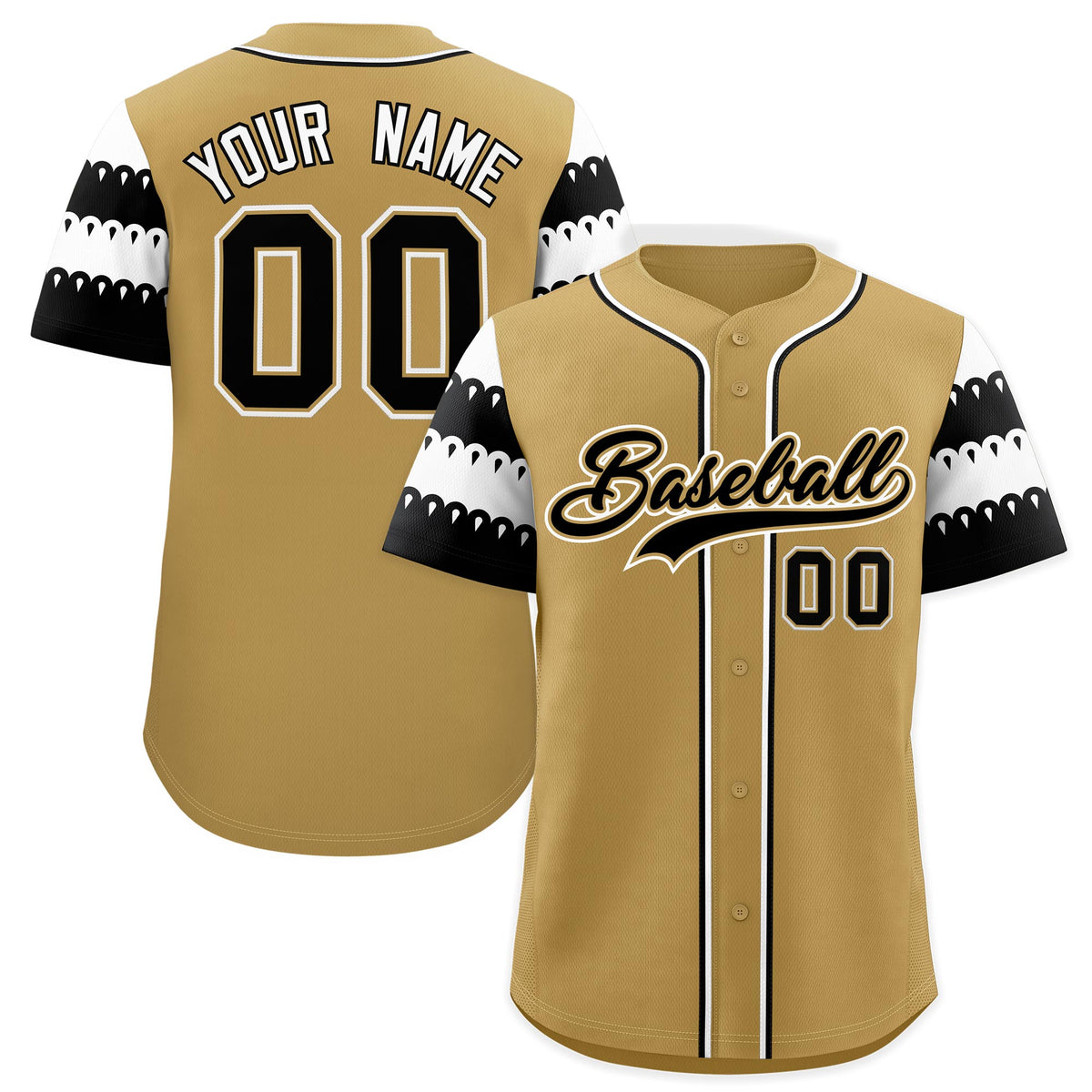 Custom Khaki White Black Sleeve Flag Lace Baseball Jersey | Sublimation Printed & Embroidery,Add Name and Numbern,Perfect for Teams | KXKSHOP