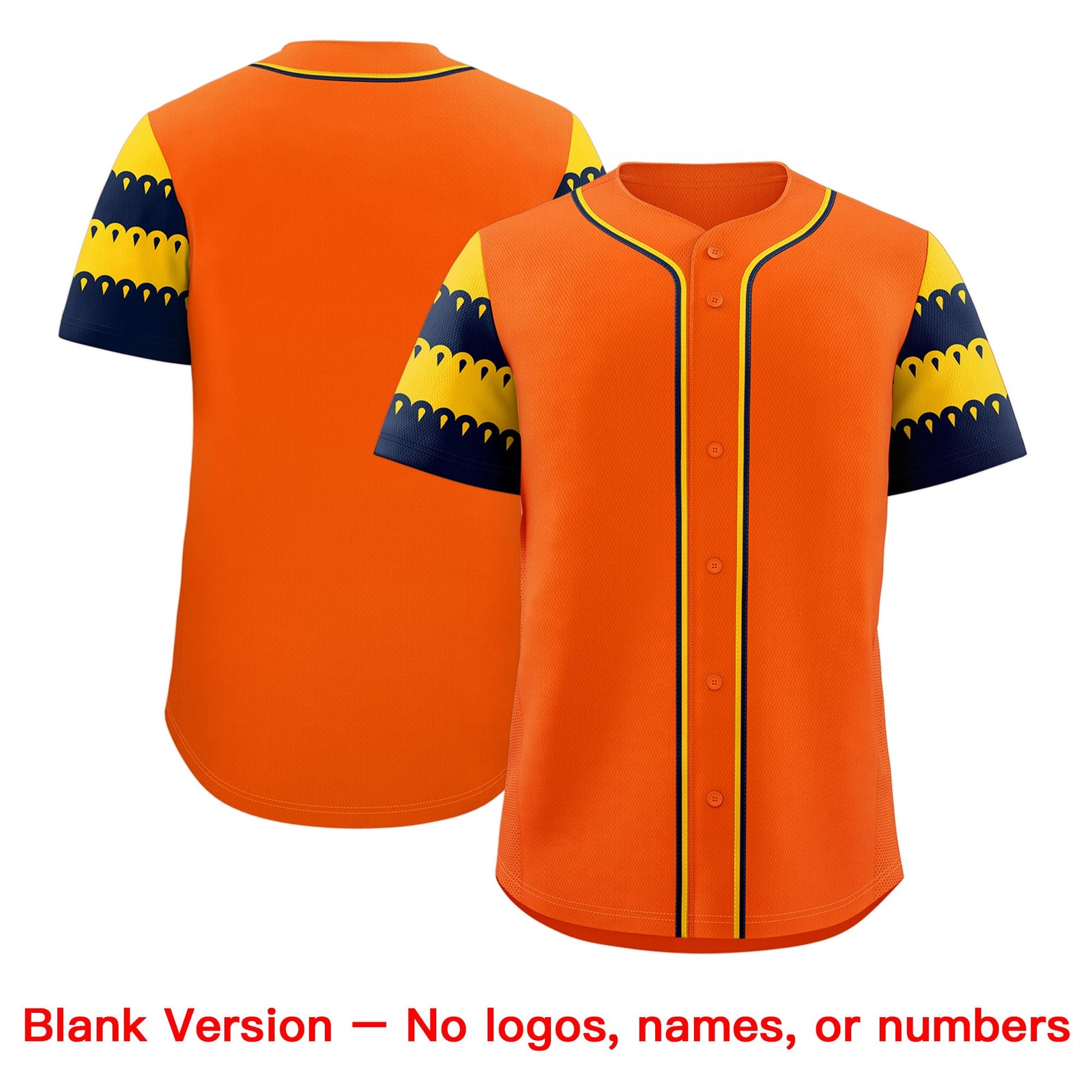 Custom Orange Gold Navy Sleeve Flag Lace Baseball Jersey | Sublimation Printed & Embroidery,Add Name and Numbern,Perfect for Teams | KXKSHOP