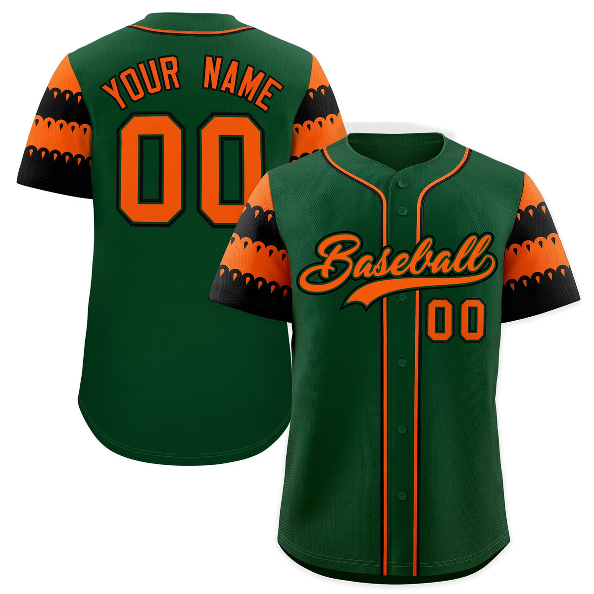 Custom Green Orange Black Sleeve Flag Lace Baseball Jersey | Sublimation Printed &amp; Embroidery,Add Name and Numbern,Perfect for Teams | KXKSHOP