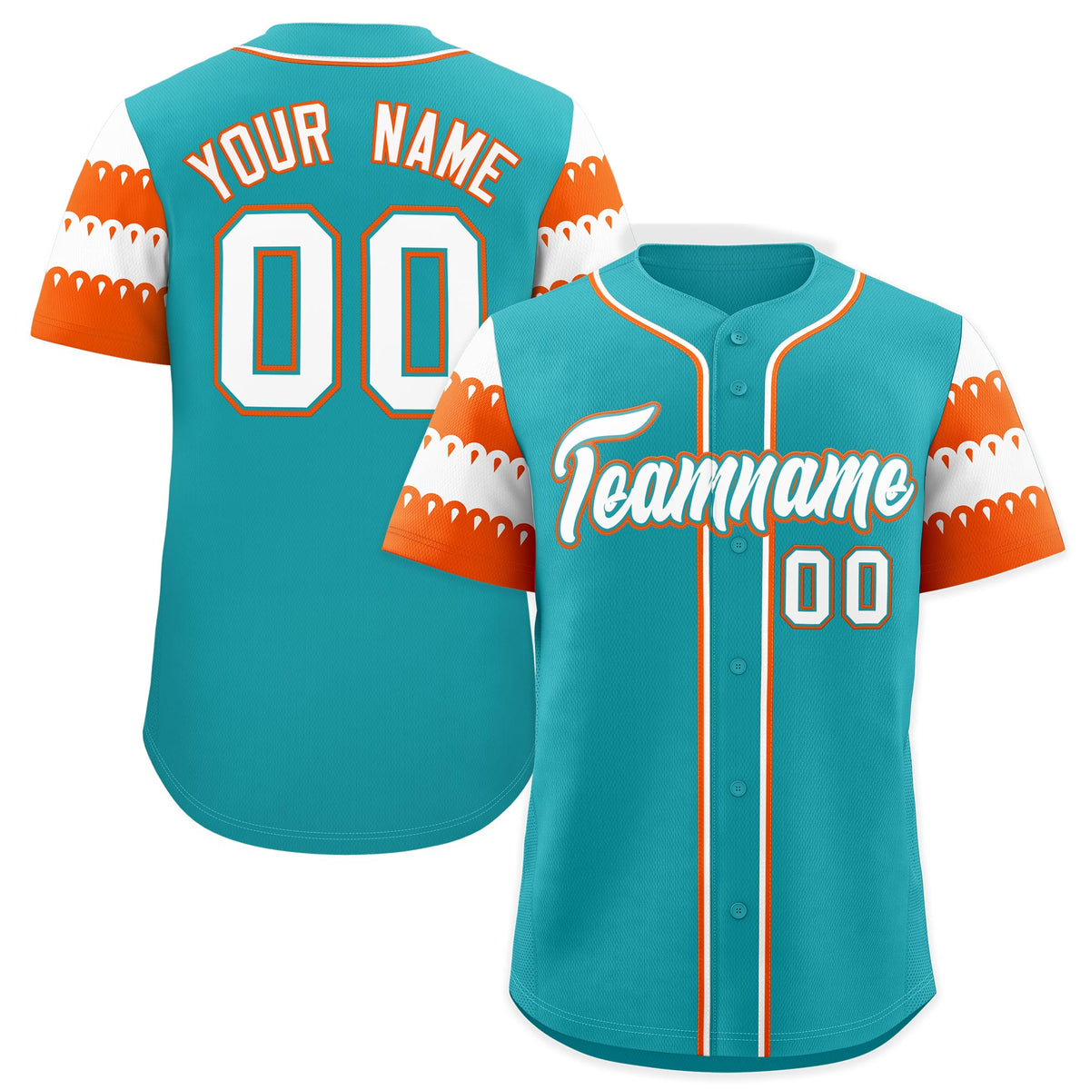 Custom Aqua Orange White Sleeve Flag Lace Baseball Jersey | Sublimation Printed &amp; Embroidery,Add Name and Numbern,Perfect for Teams | KXKSHOP