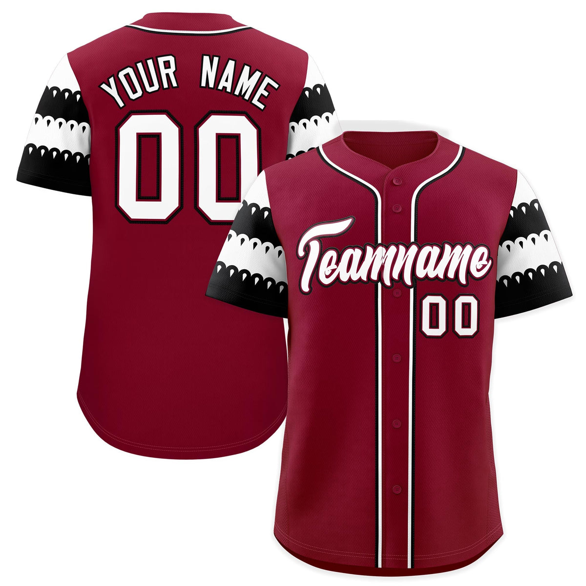 Custom Crimson White Black Sleeve Flag Lace Baseball Jersey | Sublimation Printed &amp; Embroidery,Add Name and Numbern,Perfect for Teams | KXKSHOP
