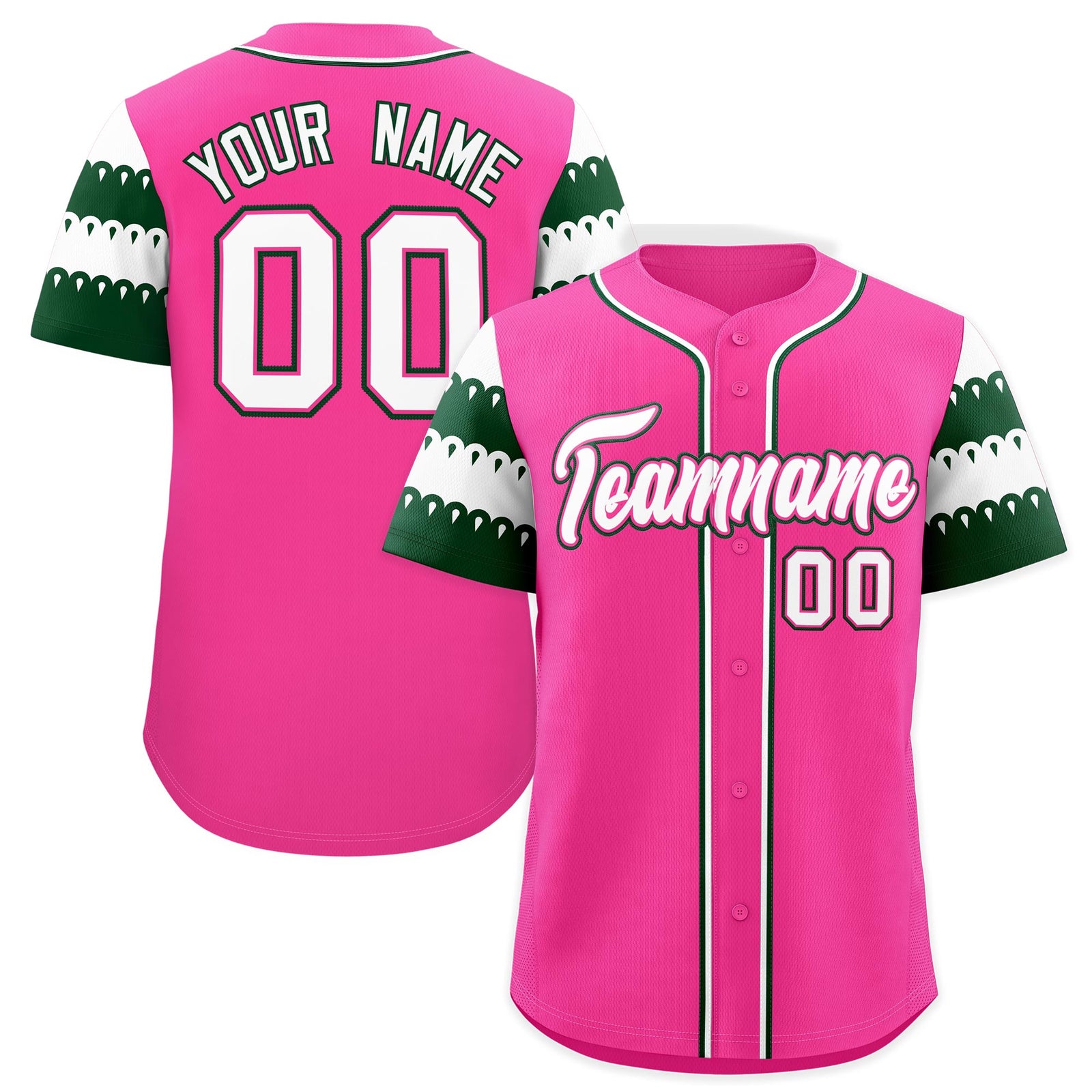Custom Pink Green White Sleeve Flag Lace Baseball Jersey | Sublimation Printed & Embroidery,Add Name and Numbern,Perfect for Teams | KXKSHOP