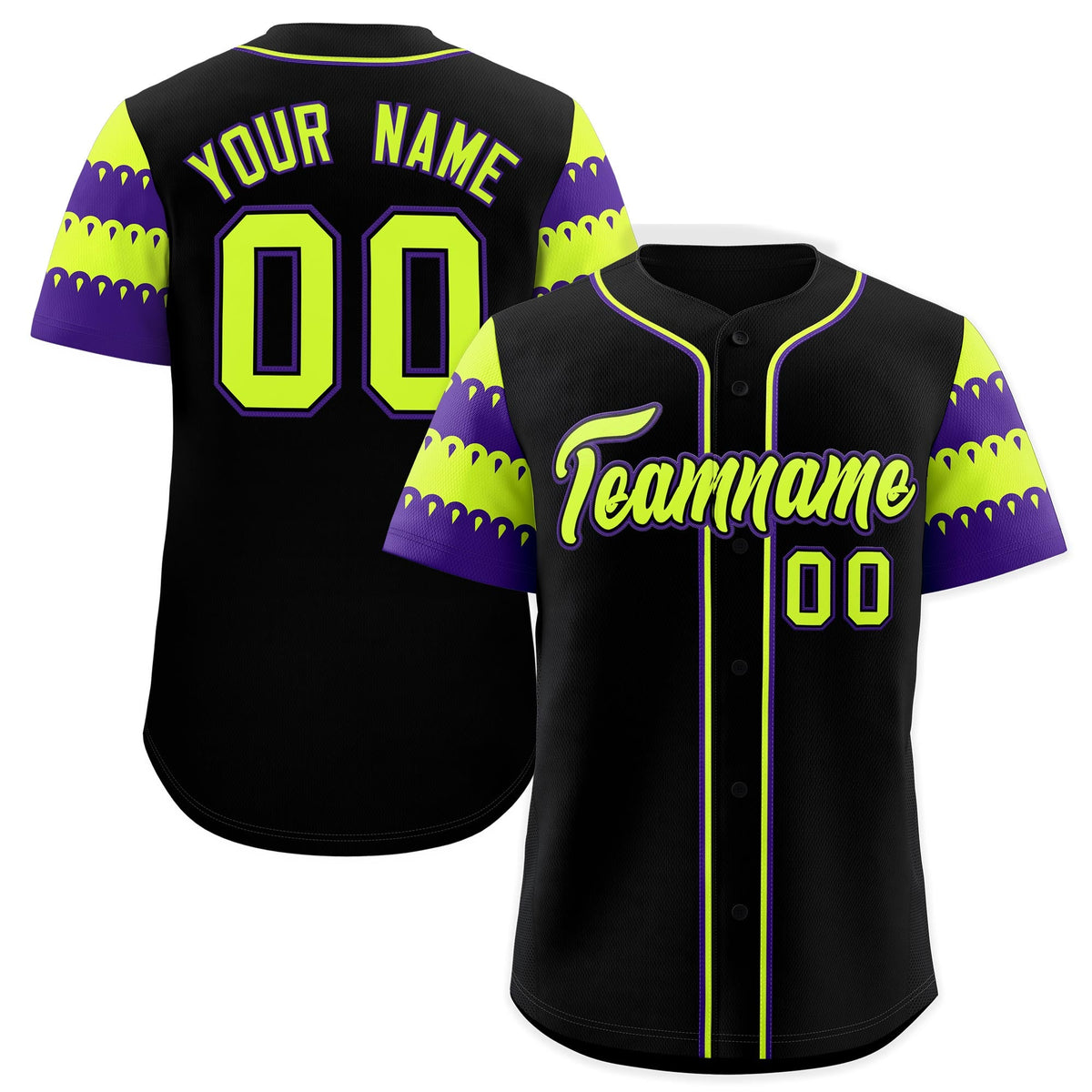 Custom Black Purple Sleeve Flag Lace Baseball Jersey | Sublimation Printed &amp; Embroidery,Add Name and Numbern,Perfect for Teams | KXKSHOP