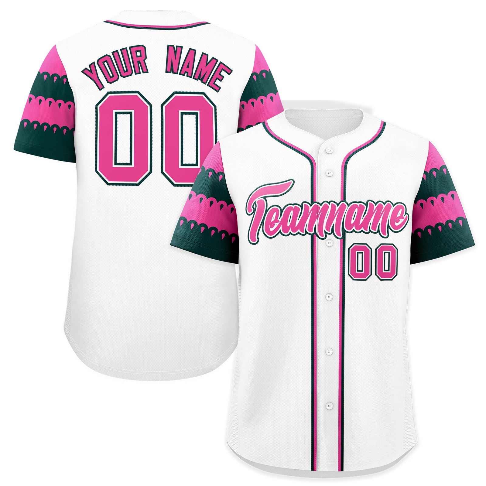 Custom White Green Pink Sleeve Flag Lace Baseball Jersey | Sublimation Printed & Embroidery,Add Name and Numbern,Perfect for Teams | KXKSHOP