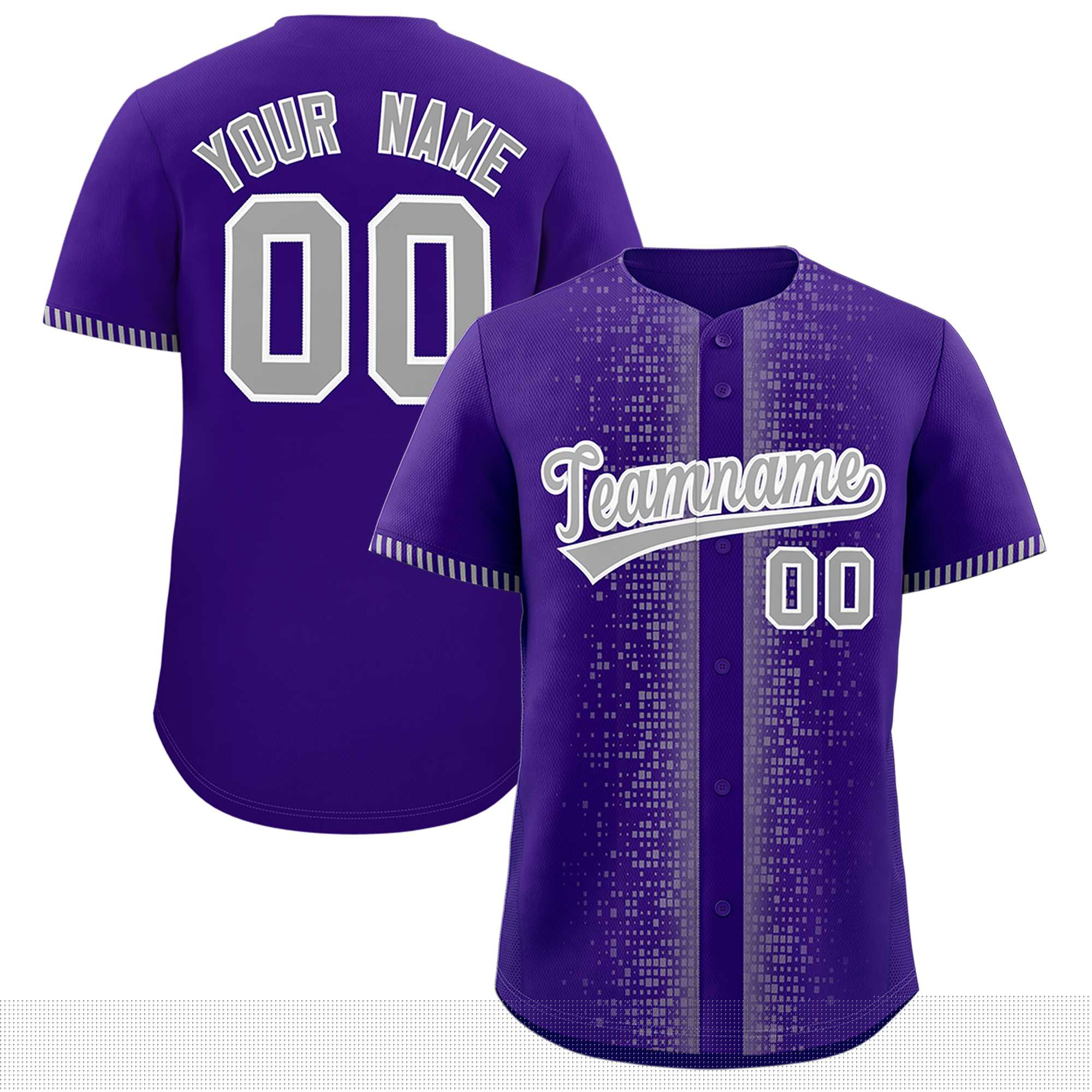 Custom Purple Gray Personalized Phonetic Rhythm Authentic Baseball Jersey