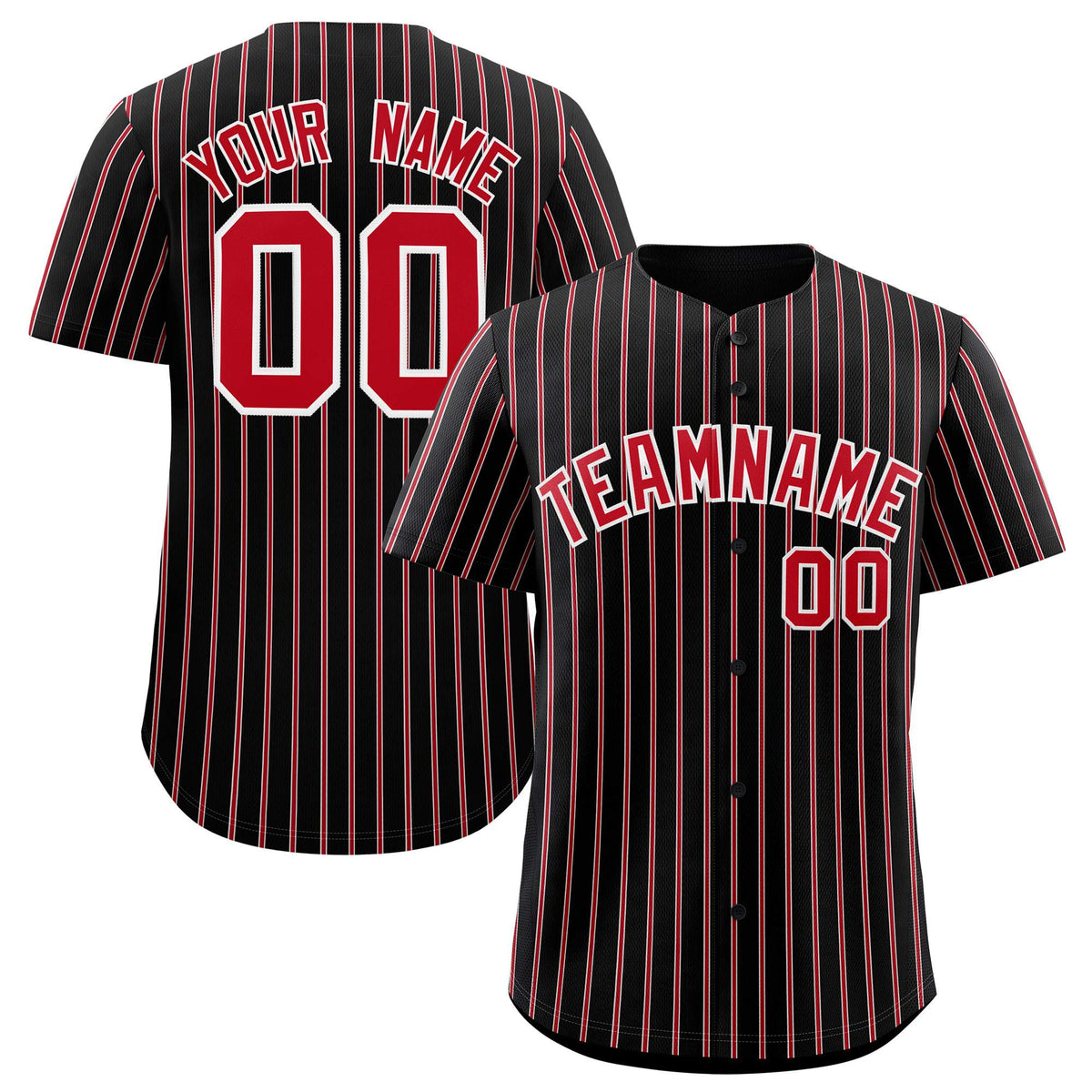 Custom Black White Tricolor Stripe Fashion Authentic Baseball Jersey