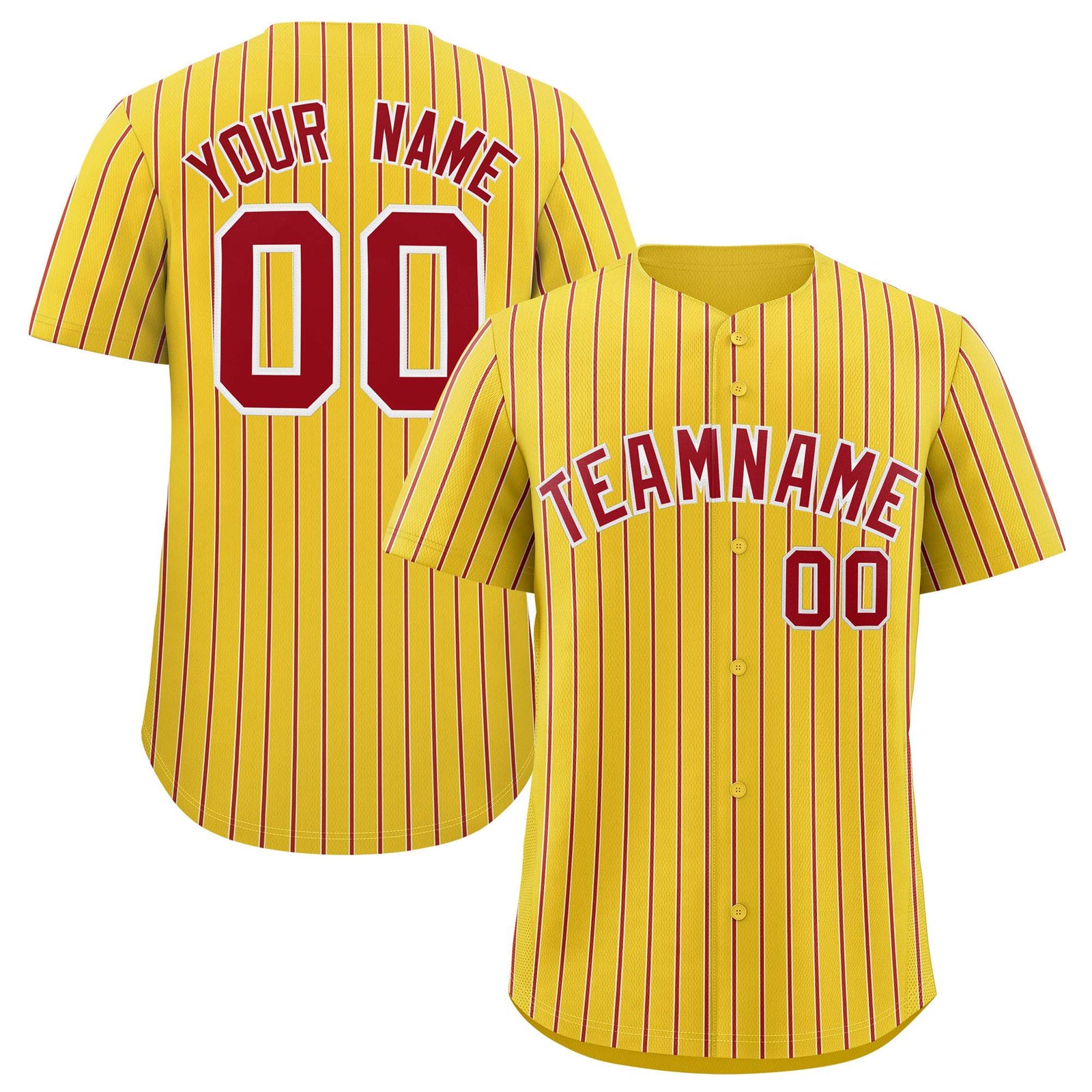 Custom Gold White Tricolor Stripe Fashion Authentic Baseball Jersey