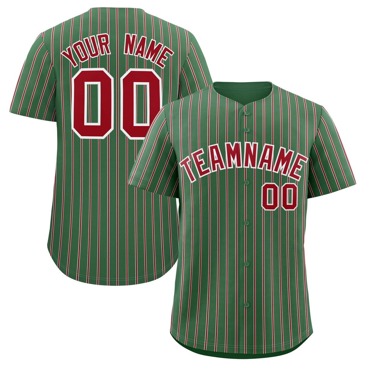 Custom Kelly Green White Tricolor Stripe Fashion Authentic Baseball Jersey