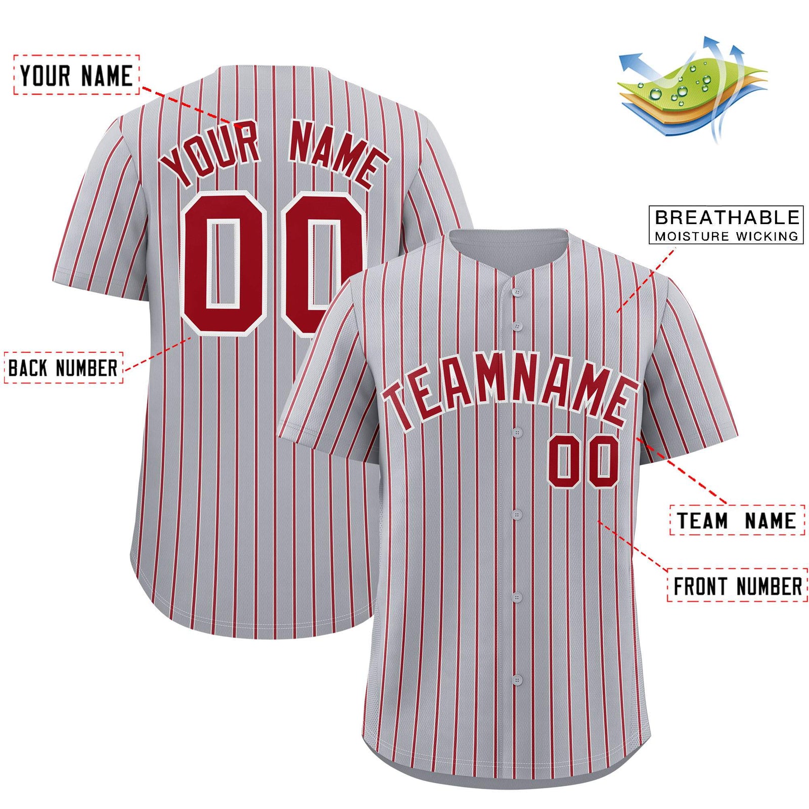 Custom Gray White Tricolor Stripe Fashion Authentic Baseball Jersey