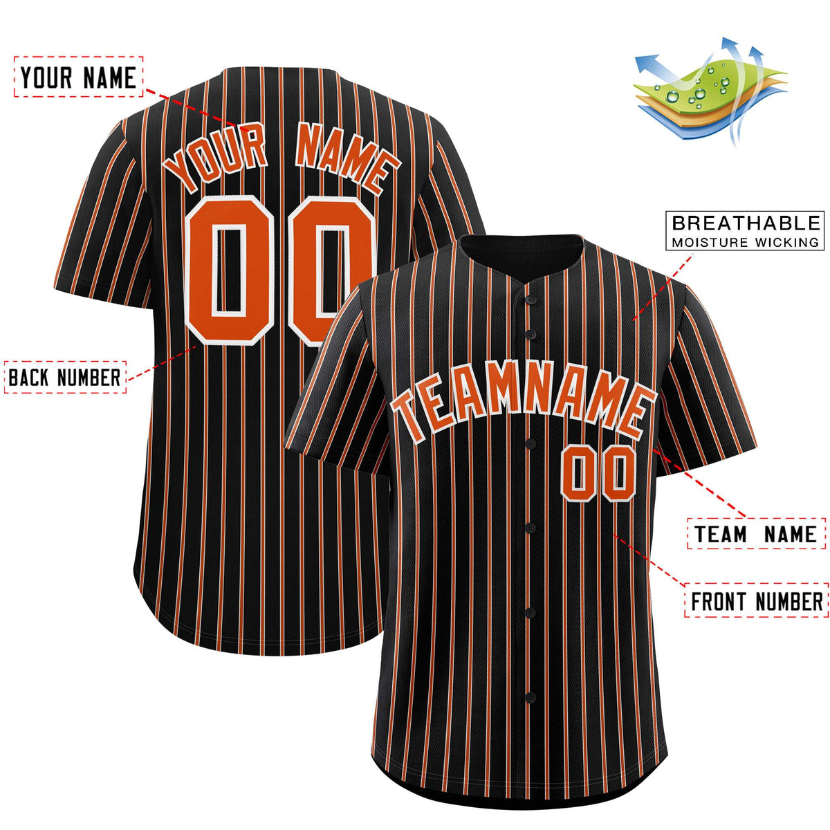 Custom Black White Tricolor Stripe Fashion Authentic Baseball Jersey