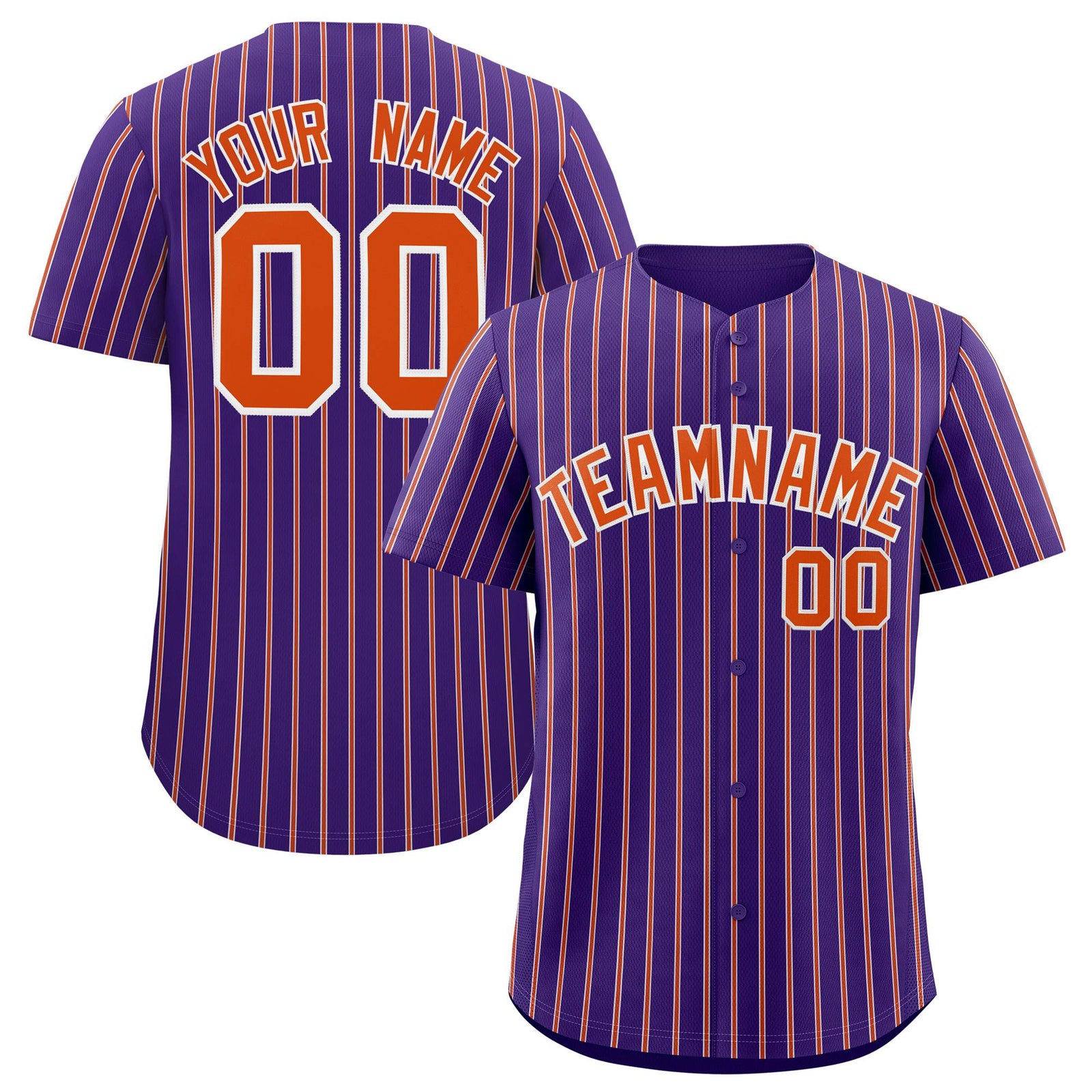Custom Purple White Tricolor Stripe Fashion Authentic Baseball Jersey