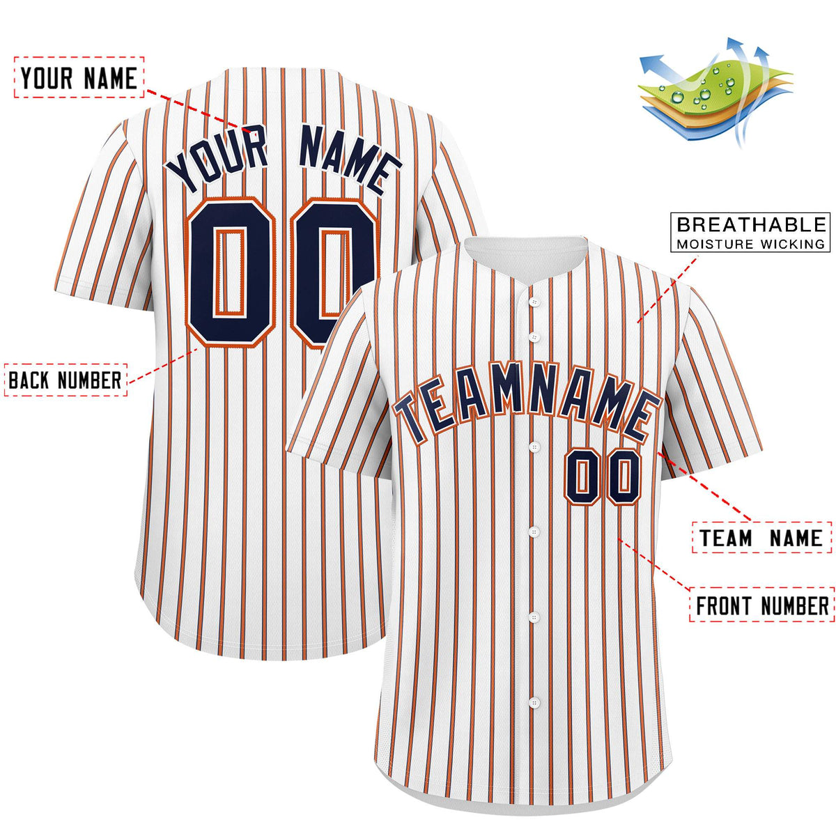 Custom White Navy Tricolor Stripe Fashion Authentic Baseball Jersey