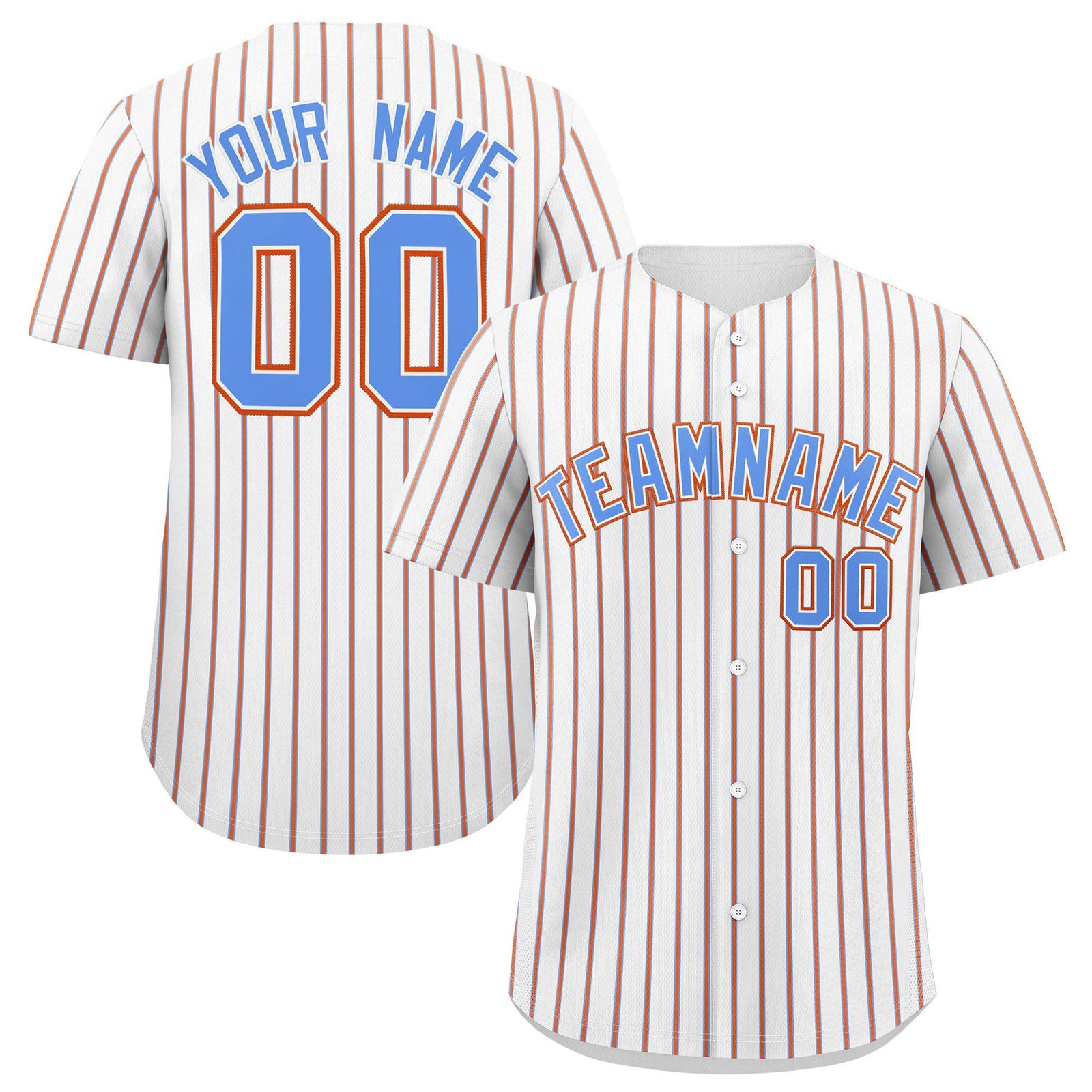 Custom White Powder Blue Tricolor Stripe Fashion Authentic Baseball Jersey