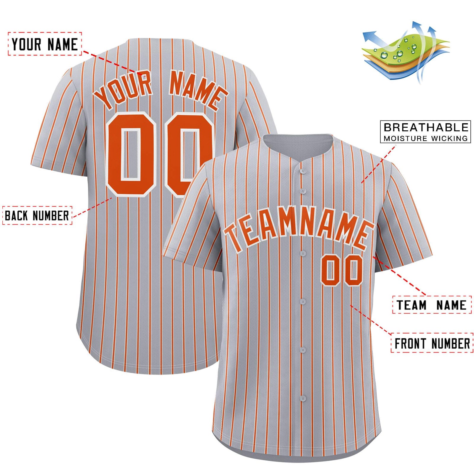 Custom Gray White Tricolor Stripe Fashion Authentic Baseball Jersey