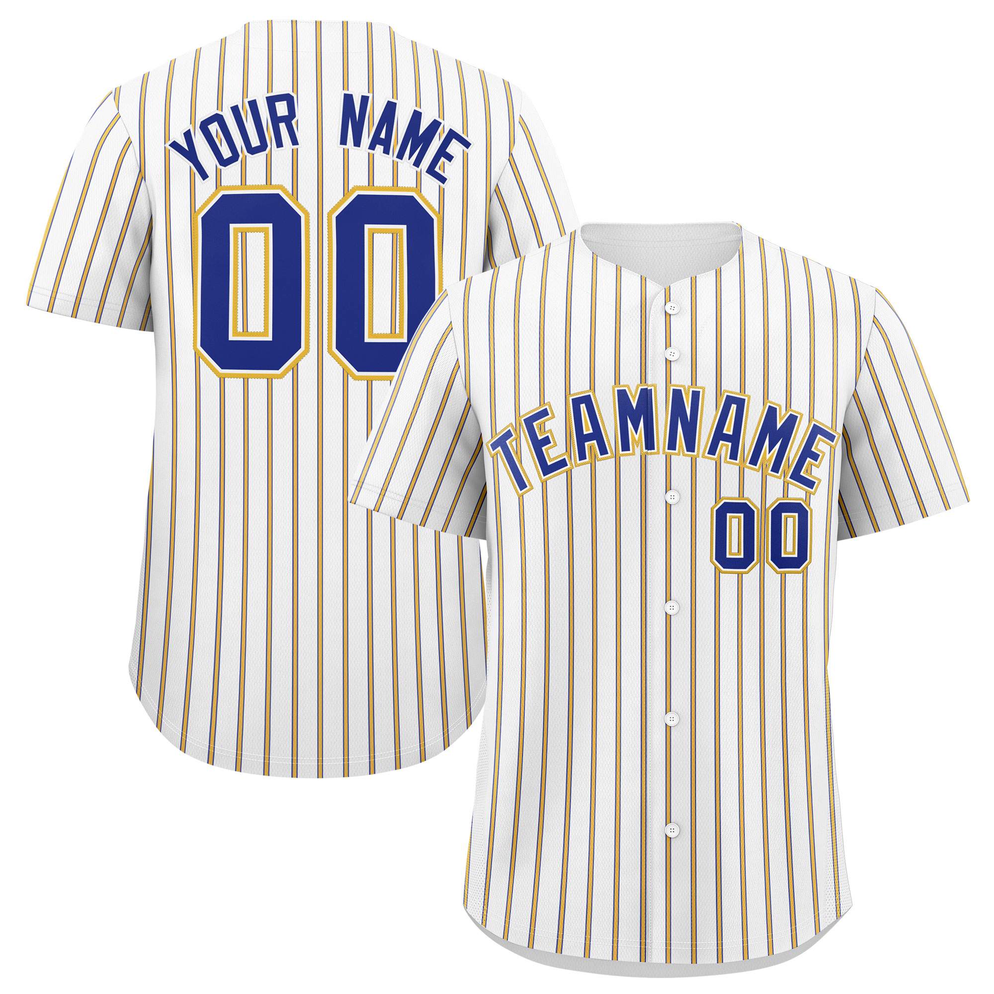 Custom White Royal Tricolor Stripe Fashion Authentic Baseball Jersey