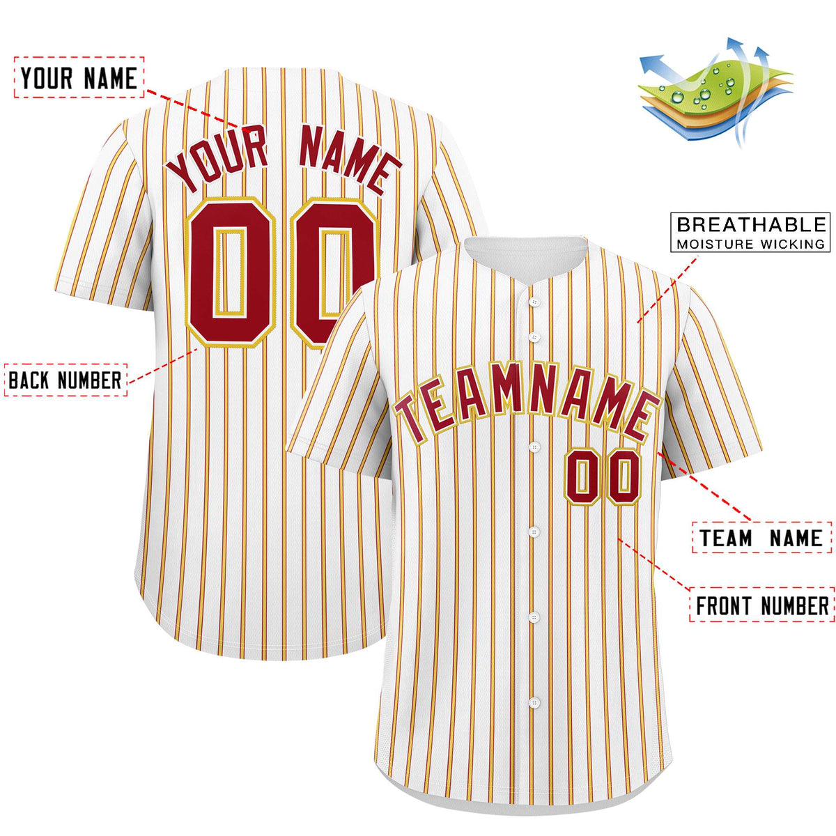 Custom White Red Tricolor Stripe Fashion Authentic Baseball Jersey