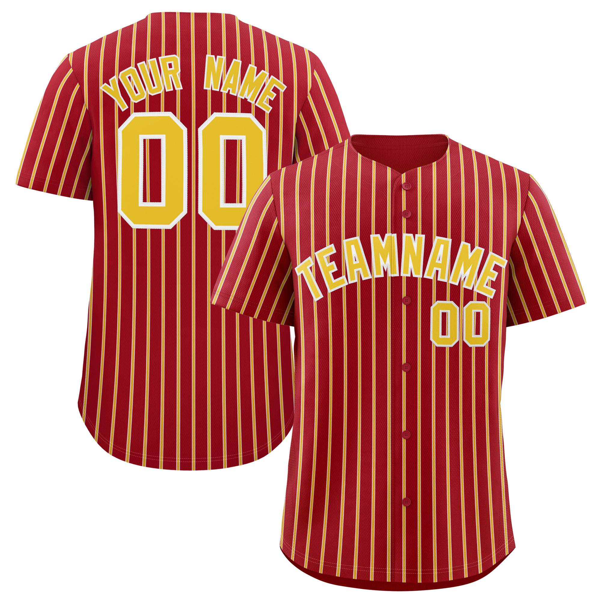 Custom Red White Tricolor Stripe Fashion Authentic Baseball Jersey