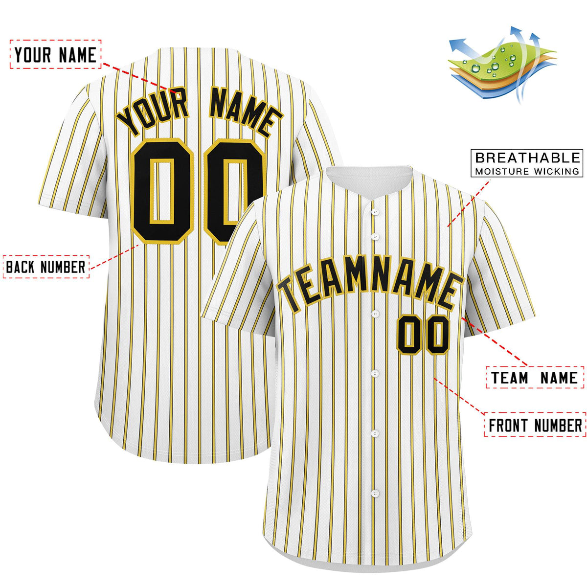 Custom White Black Tricolor Stripe Fashion Authentic Baseball Jersey