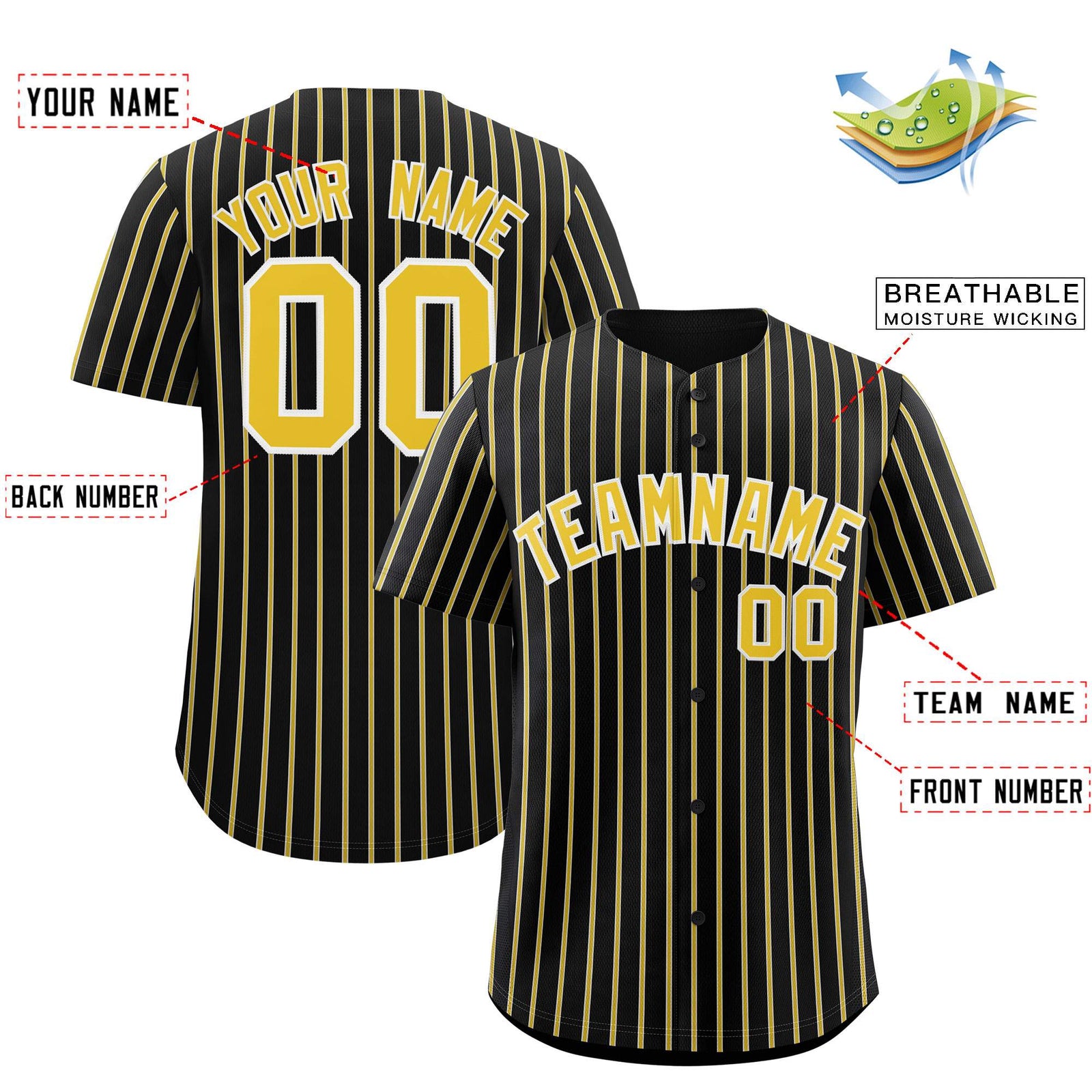 Custom Black White Tricolor Stripe Fashion Authentic Baseball Jersey