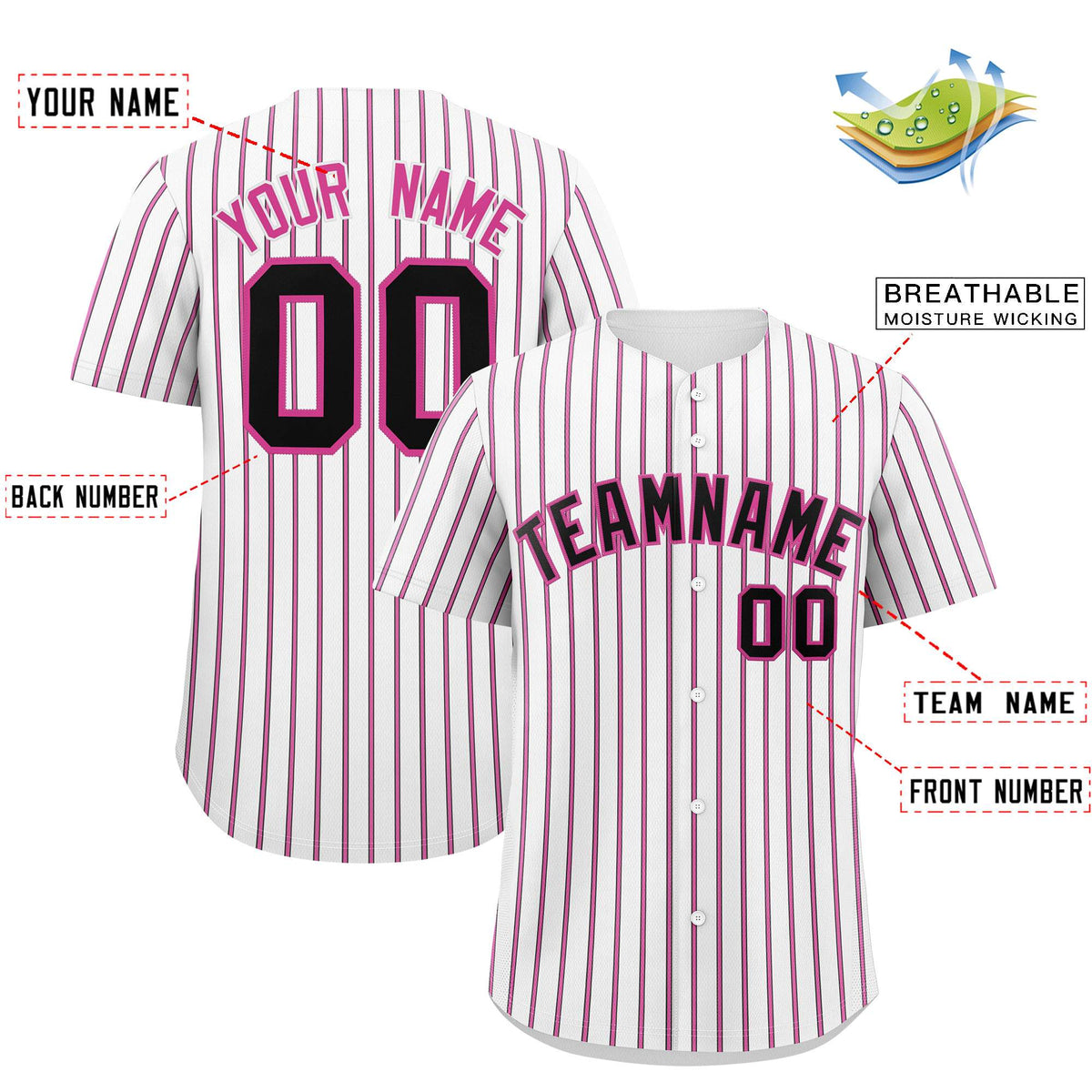 Custom White Black Tricolor Stripe Fashion Authentic Baseball Jersey