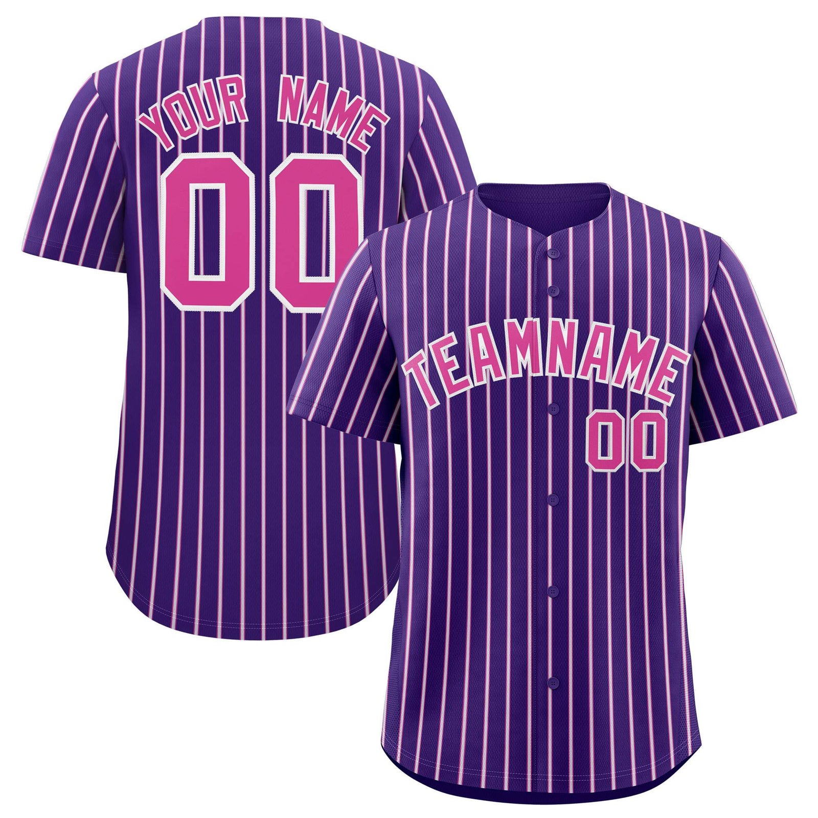 Custom Purple White Tricolor Stripe Fashion Authentic Baseball Jersey