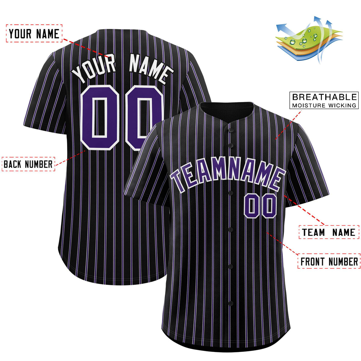 Custom Black White Tricolor Stripe Fashion Authentic Baseball Jersey