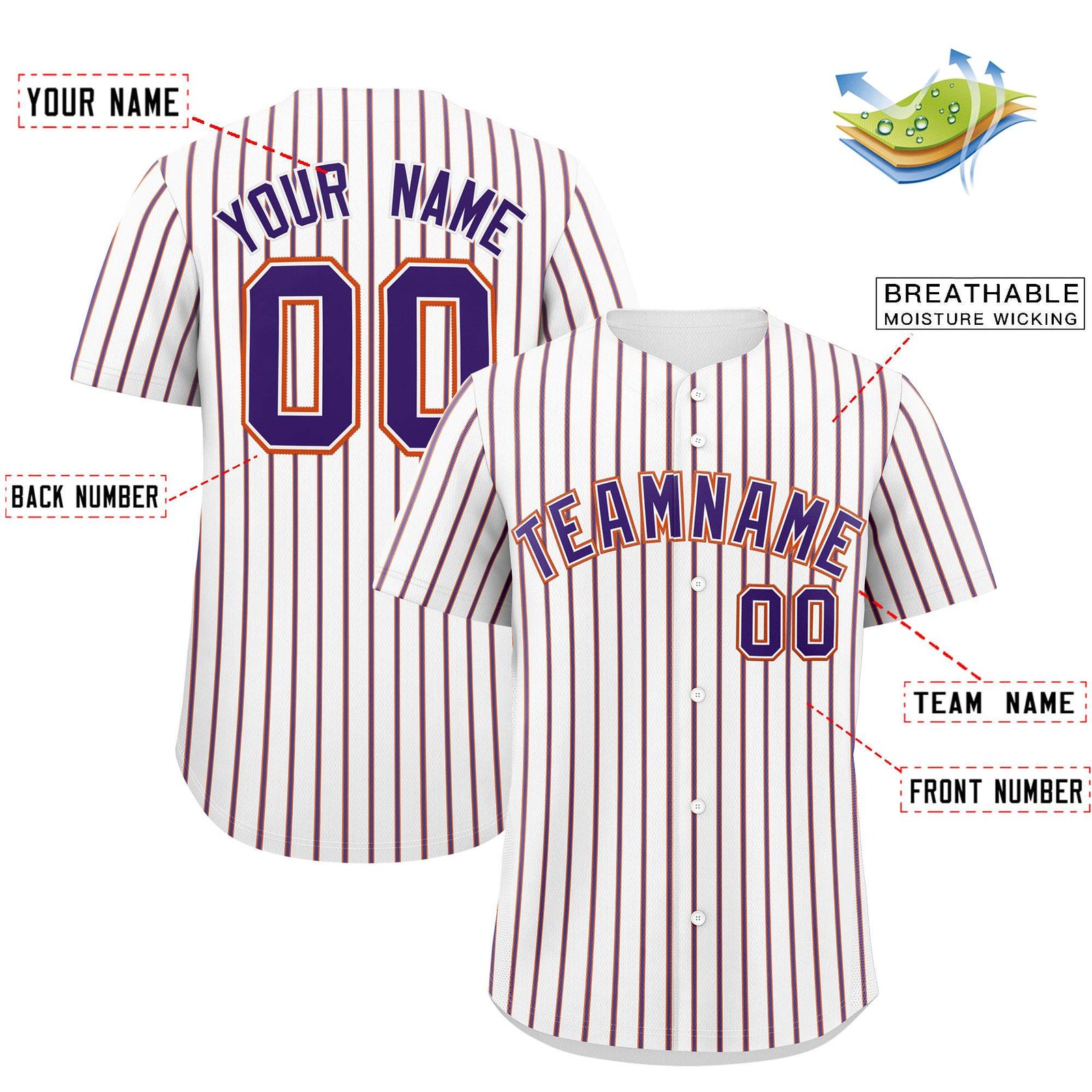 Custom White Orange Tricolor Stripe Fashion Authentic Baseball Jersey