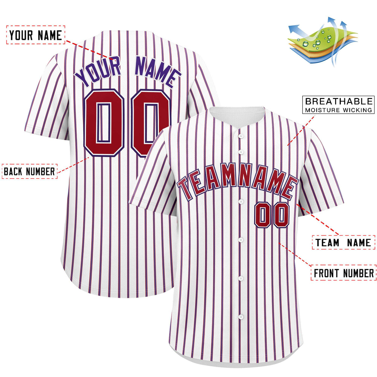 Custom White Red Tricolor Stripe Fashion Authentic Baseball Jersey