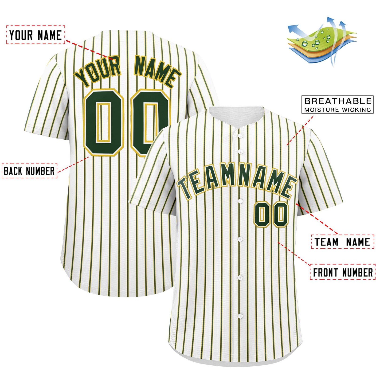 Custom White Gold Tricolor Stripe Fashion Authentic Baseball Jersey