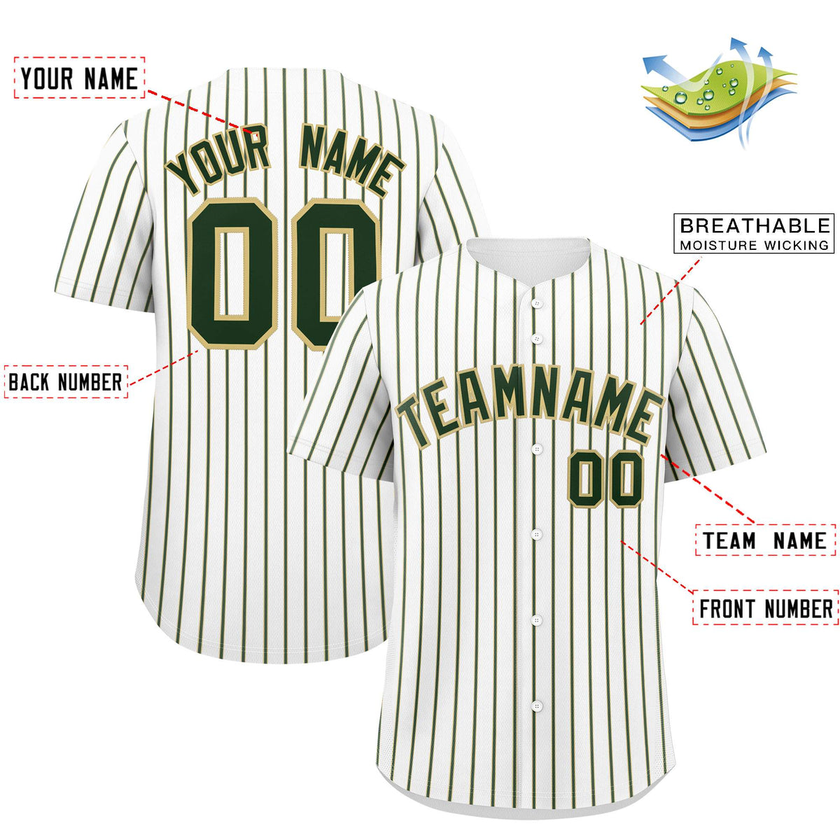 Custom White Khaki Tricolor Stripe Fashion Authentic Baseball Jersey