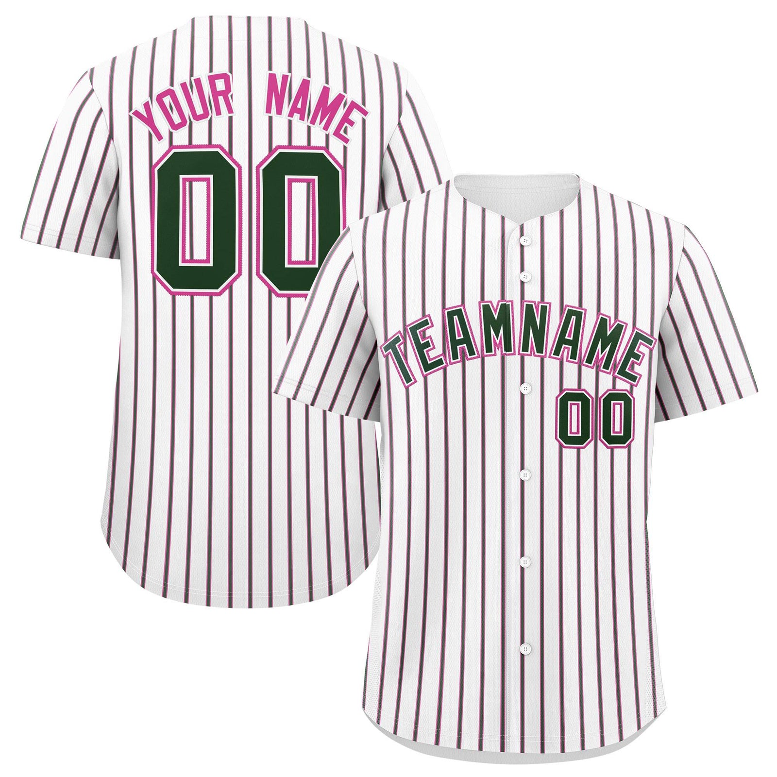 Custom White Pink Tricolor Stripe Fashion Authentic Baseball Jersey