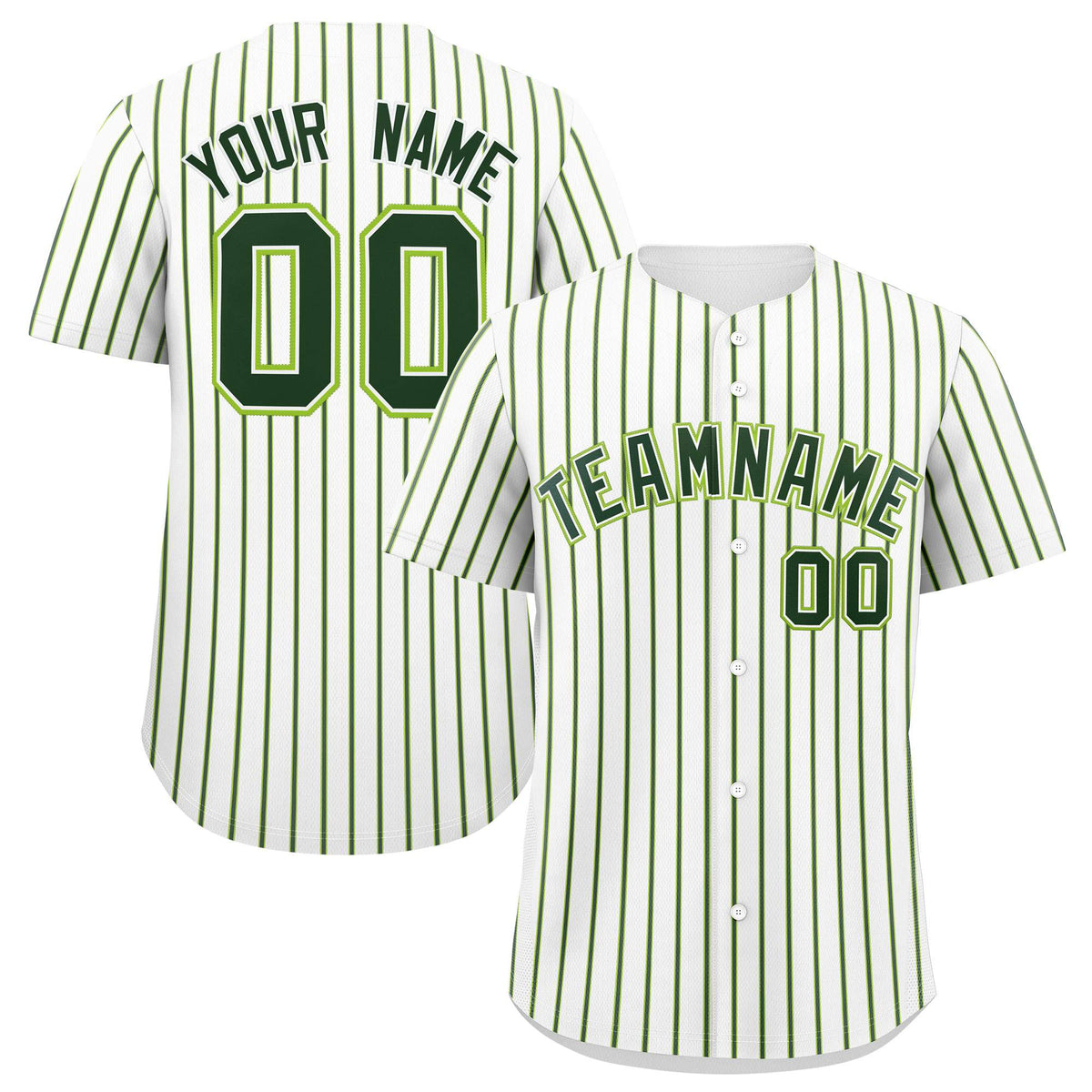 Custom White Neon Green Tricolor Stripe Fashion Authentic Baseball Jersey