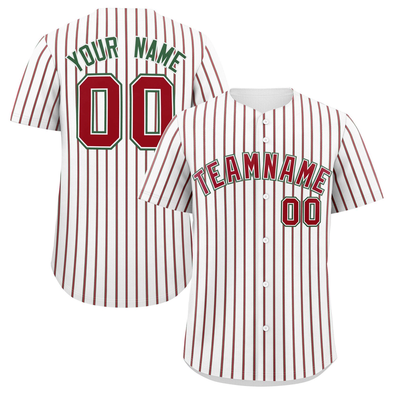 Custom White Kelly Green Tricolor Stripe Fashion Authentic Baseball Jersey