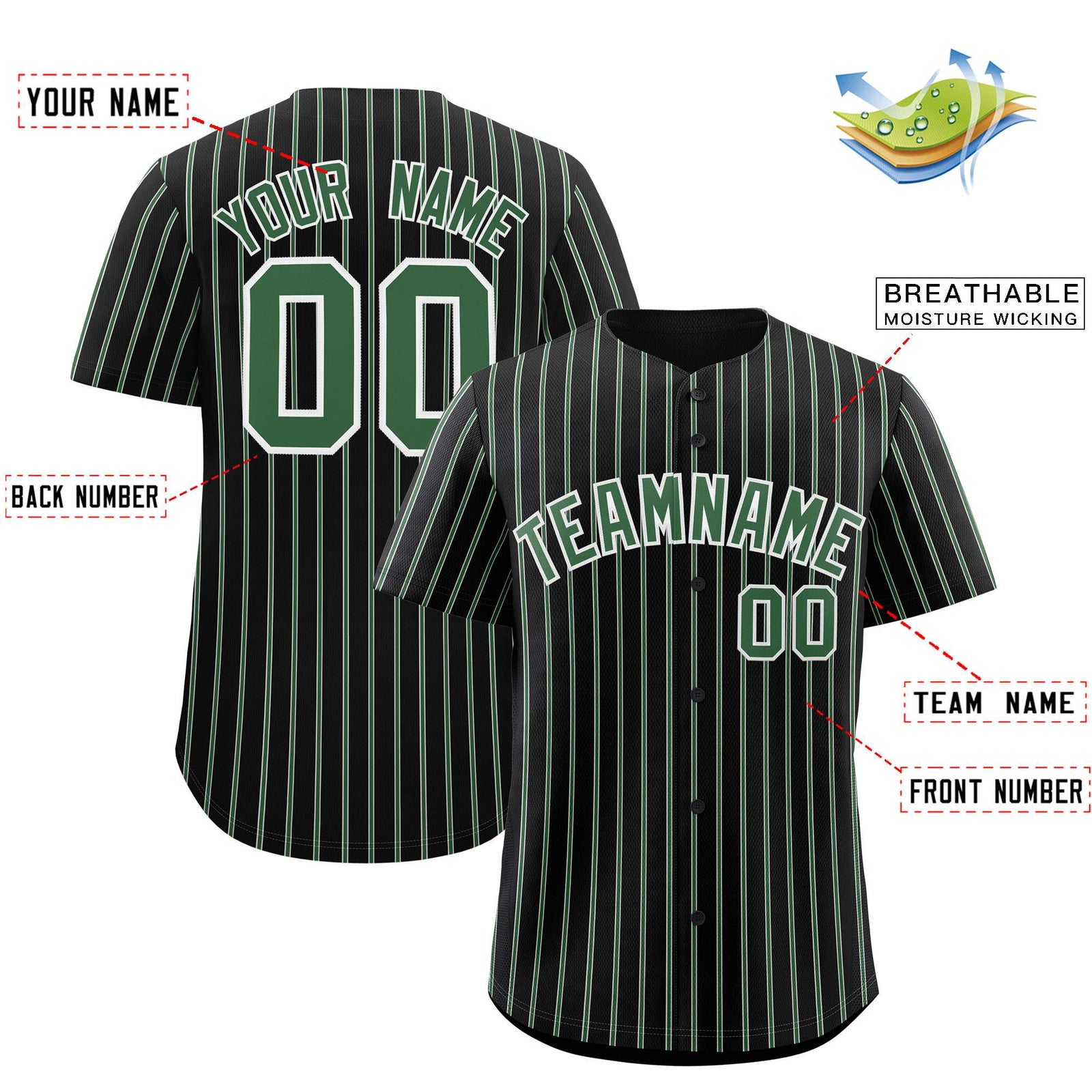 Custom Black White Tricolor Stripe Fashion Authentic Baseball Jersey