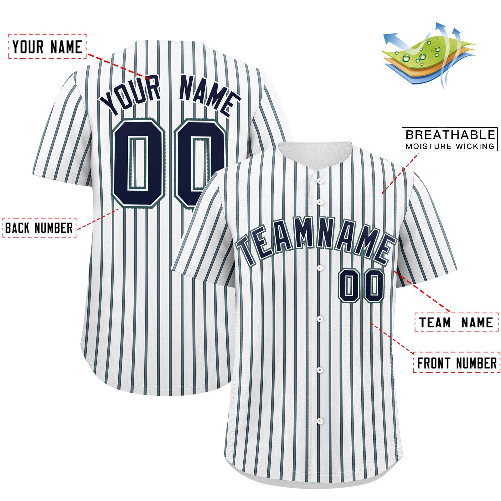 Custom White Navy Tricolor Stripe Fashion Authentic Baseball Jersey