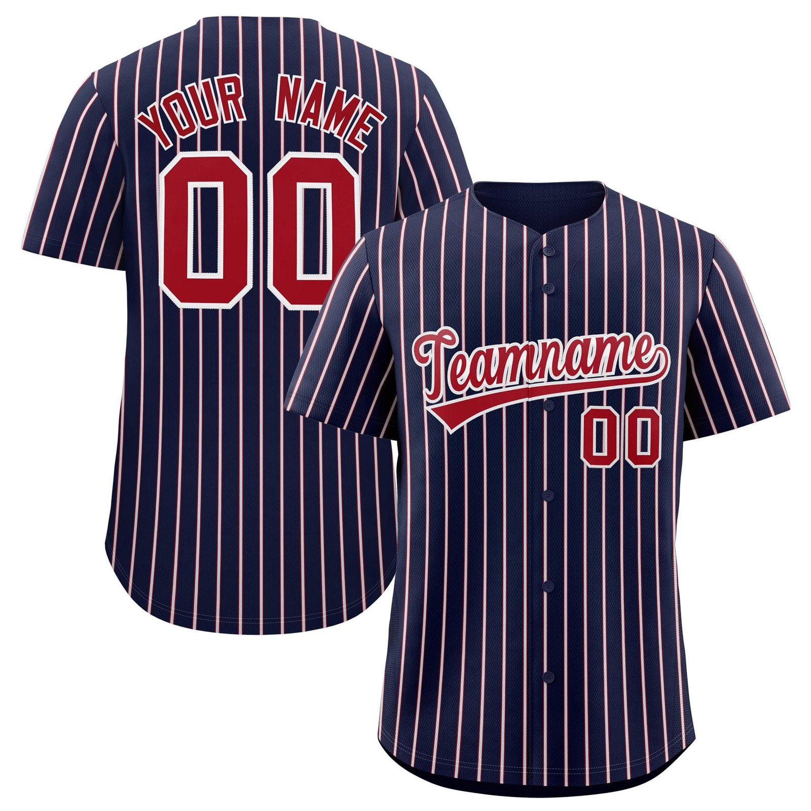Custom Navy White Tricolor Stripe Fashion Authentic Baseball Jersey