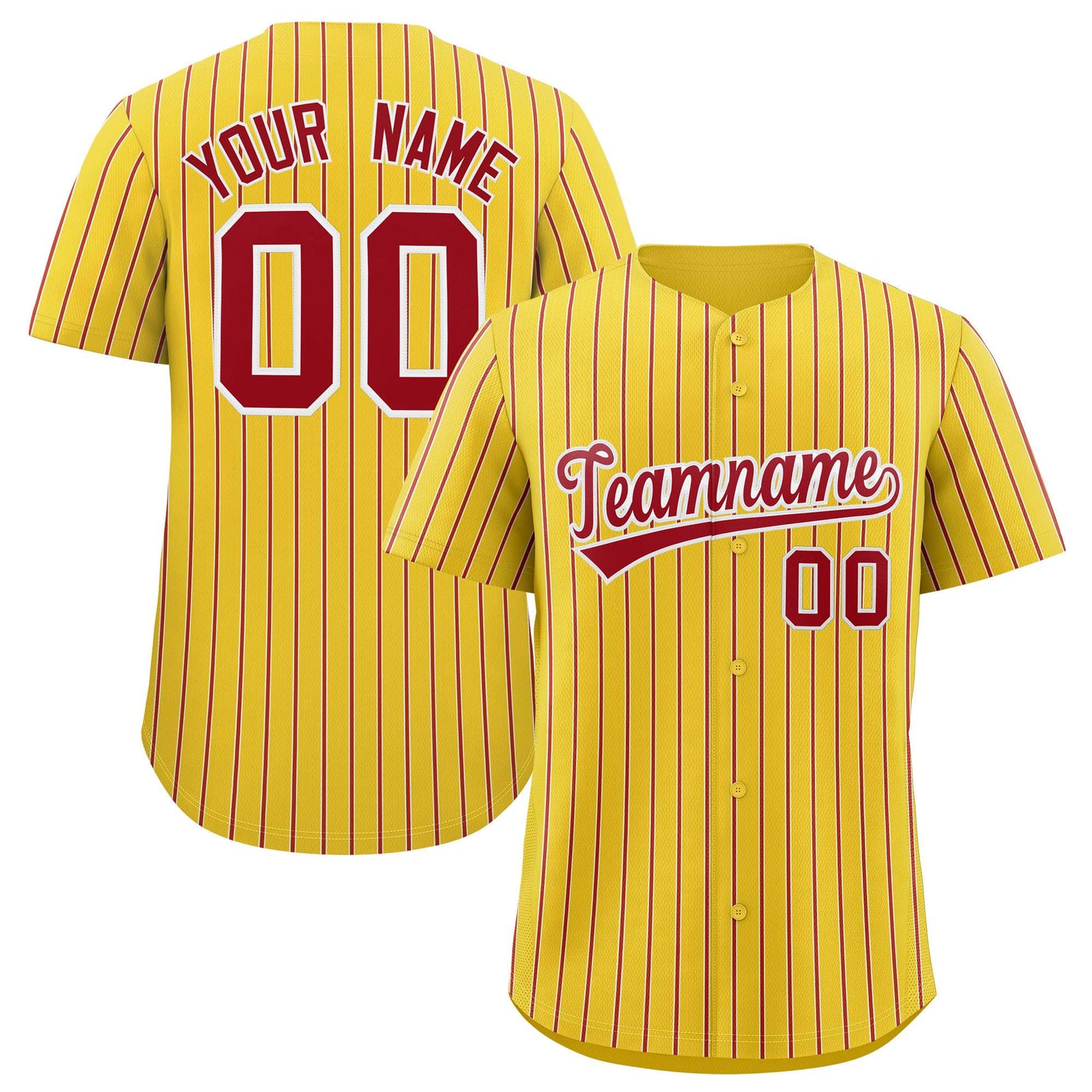 Custom Gold White Tricolor Stripe Fashion Authentic Baseball Jersey