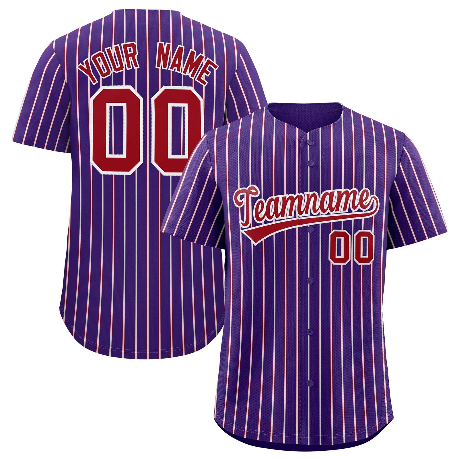 Custom Purple White Tricolor Stripe Fashion Authentic Baseball Jersey