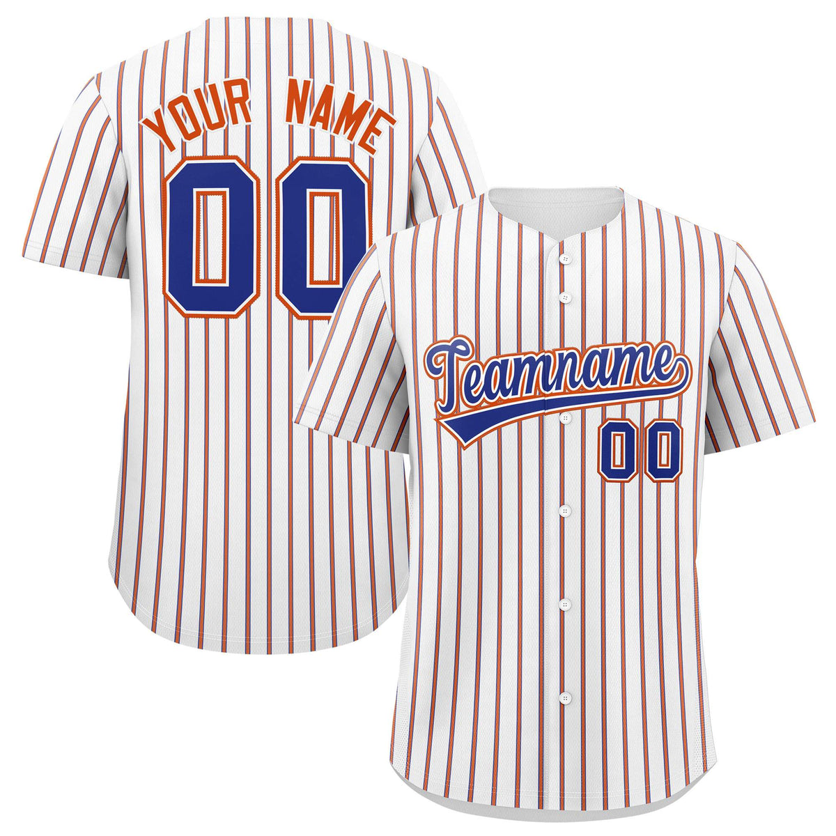 Custom White Royal Tricolor Stripe Fashion Authentic Baseball Jersey
